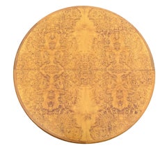 7ft Round Bookmatched Burl Dining or Conference Table With Chrome Base