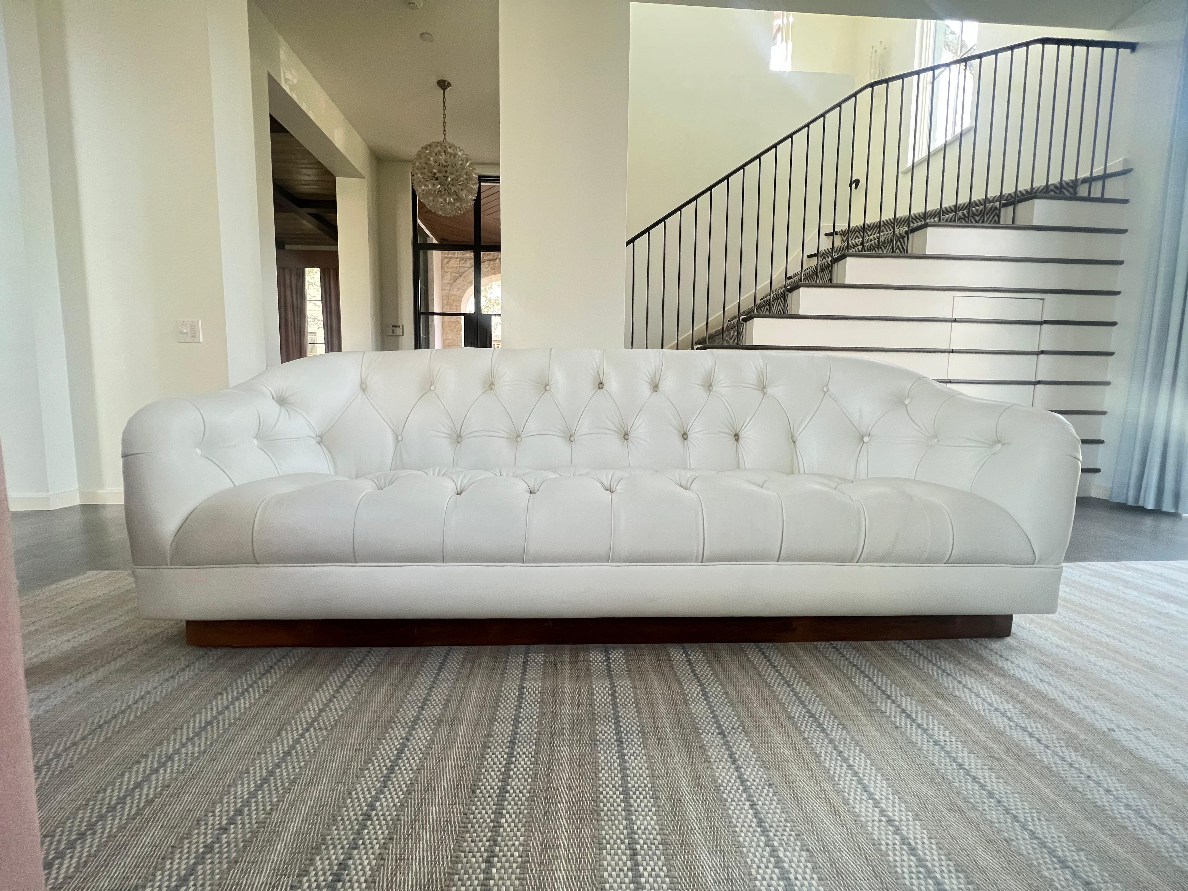 Mid-Century Modern Ward Bennett Tufted Leather Sofa For Sale
