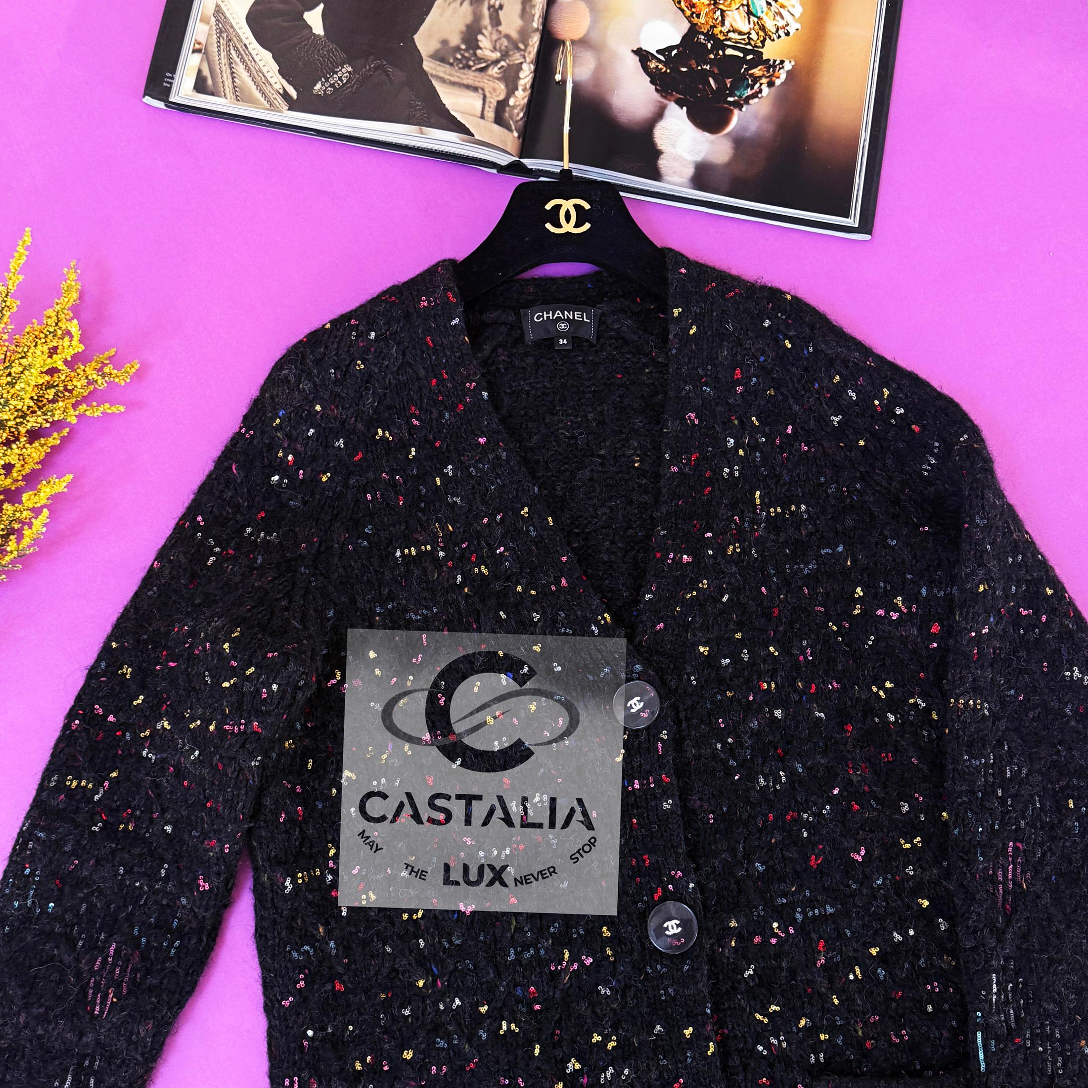 7K$ New Paris / Cosmopolite Sequinned Quilted Cardi Coat 34 FR 5