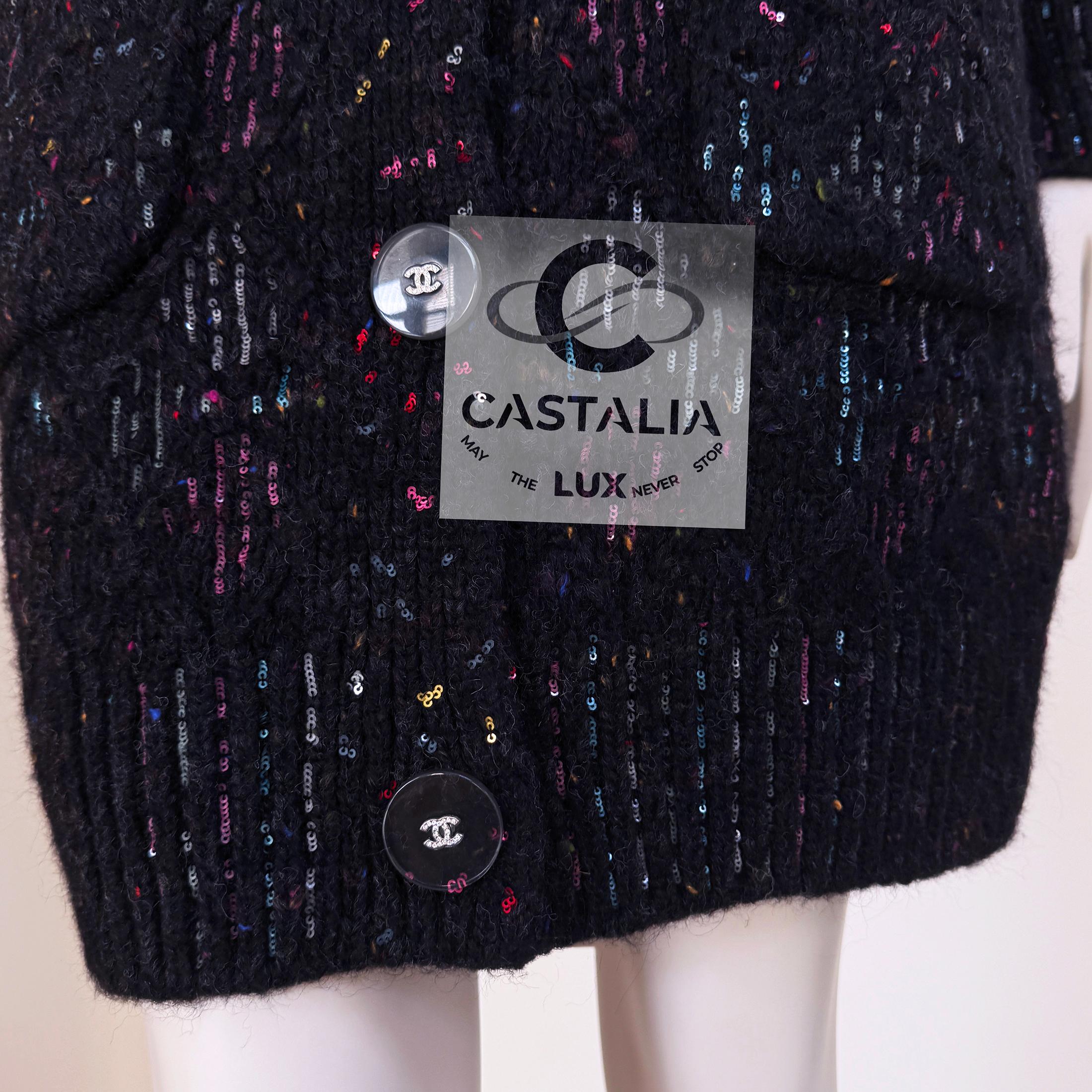 7K$ New Paris / Cosmopolite Sequinned Quilted Cardi Coat 34 FR 7