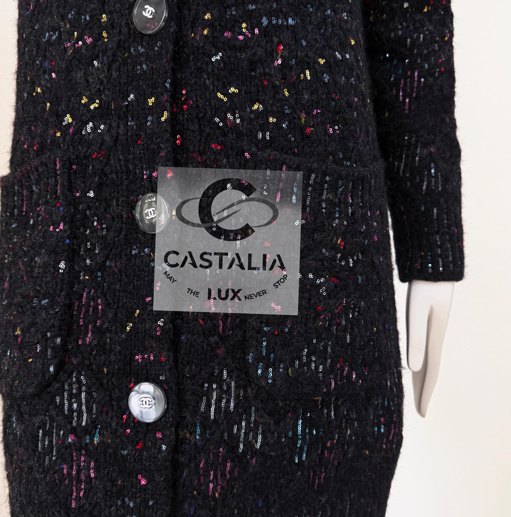 7K$ New Paris / Cosmopolite Sequinned Quilted Cardi Coat 34 FR 8