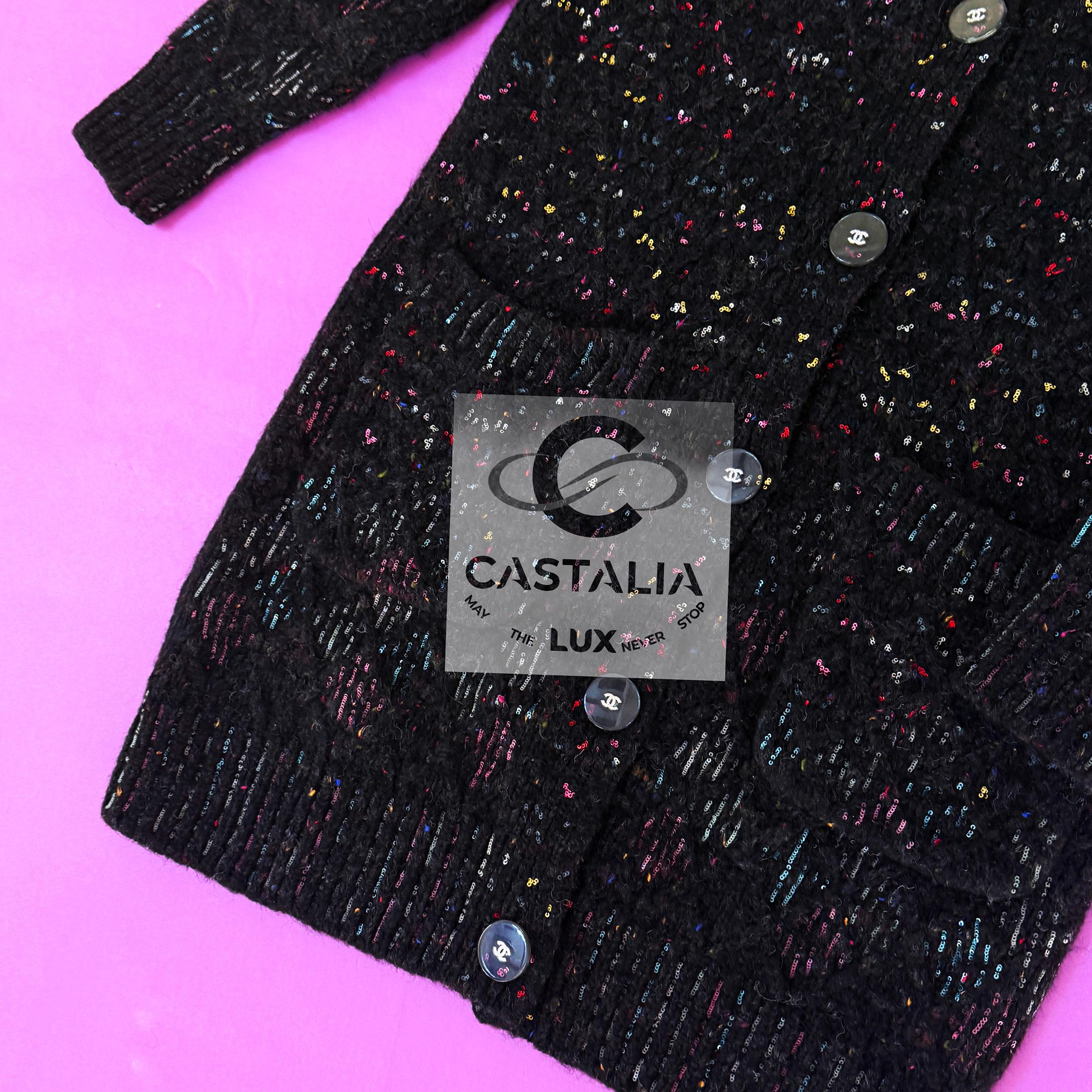 7K$ New Paris / Cosmopolite Sequinned Quilted Cardi Coat 34 FR 12