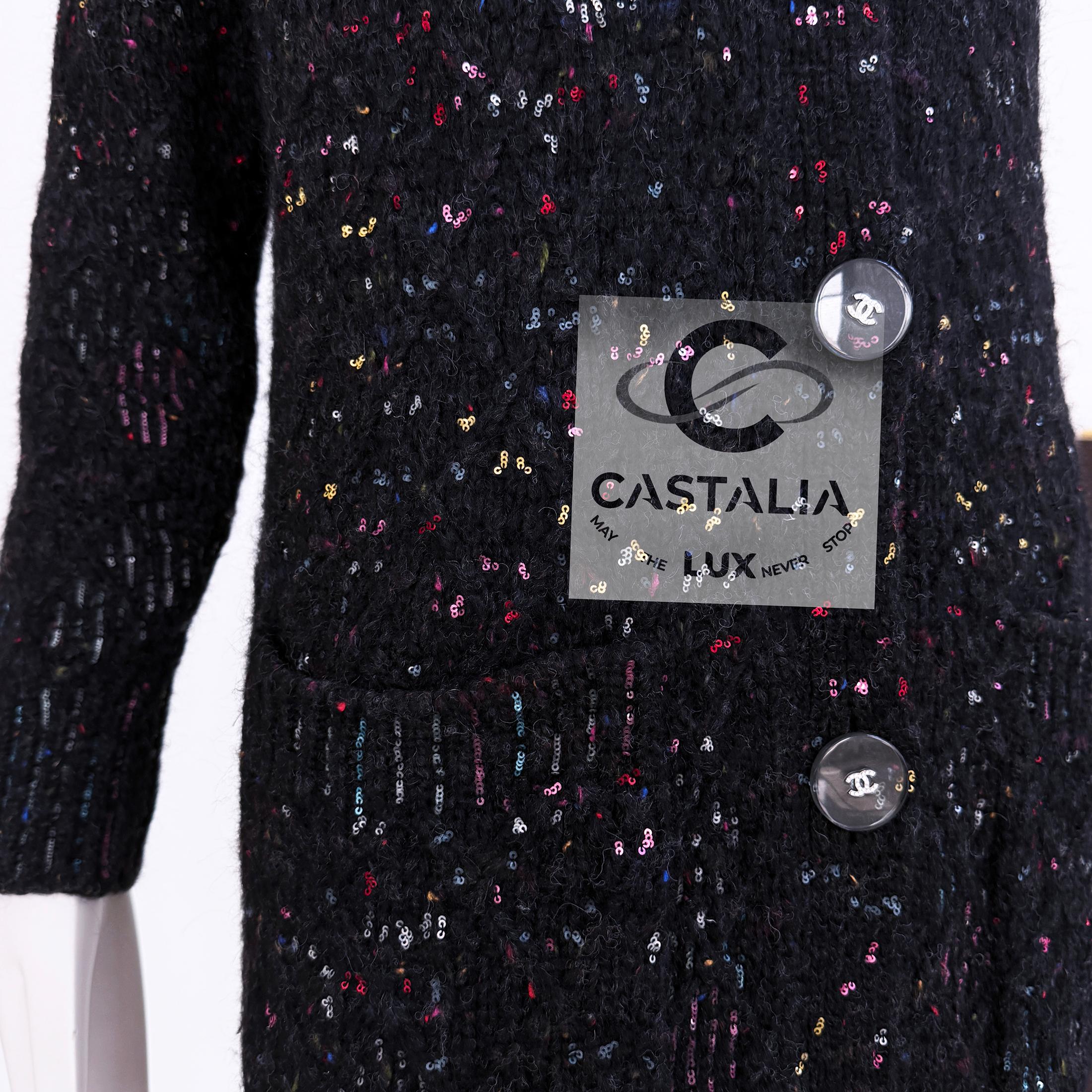 7K$ New Paris / Cosmopolite Sequinned Quilted Cardi Coat 34 FR In New Condition In Dubai, AE