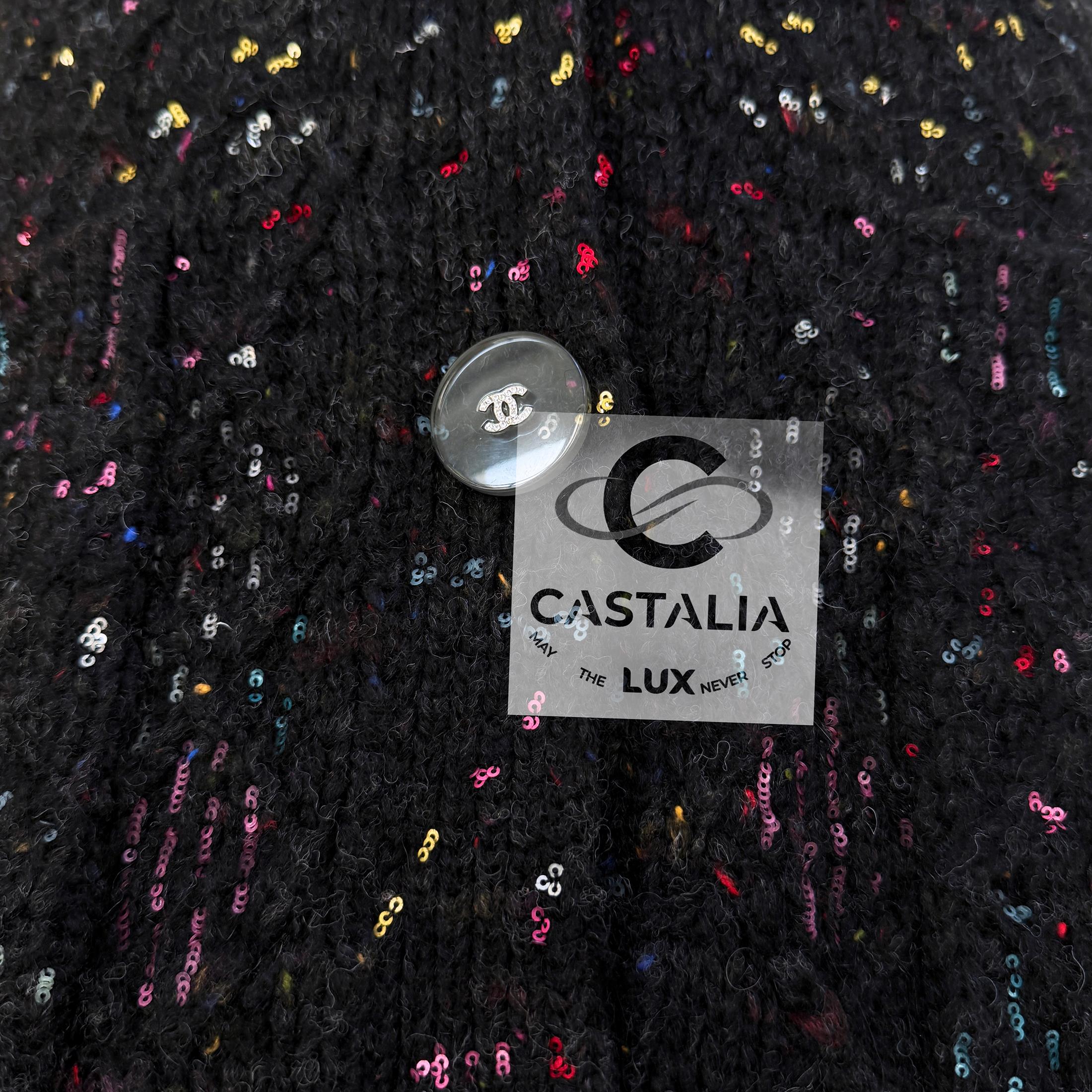 Women's or Men's 7K$ New Paris / Cosmopolite Sequinned Quilted Cardi Coat 34 FR