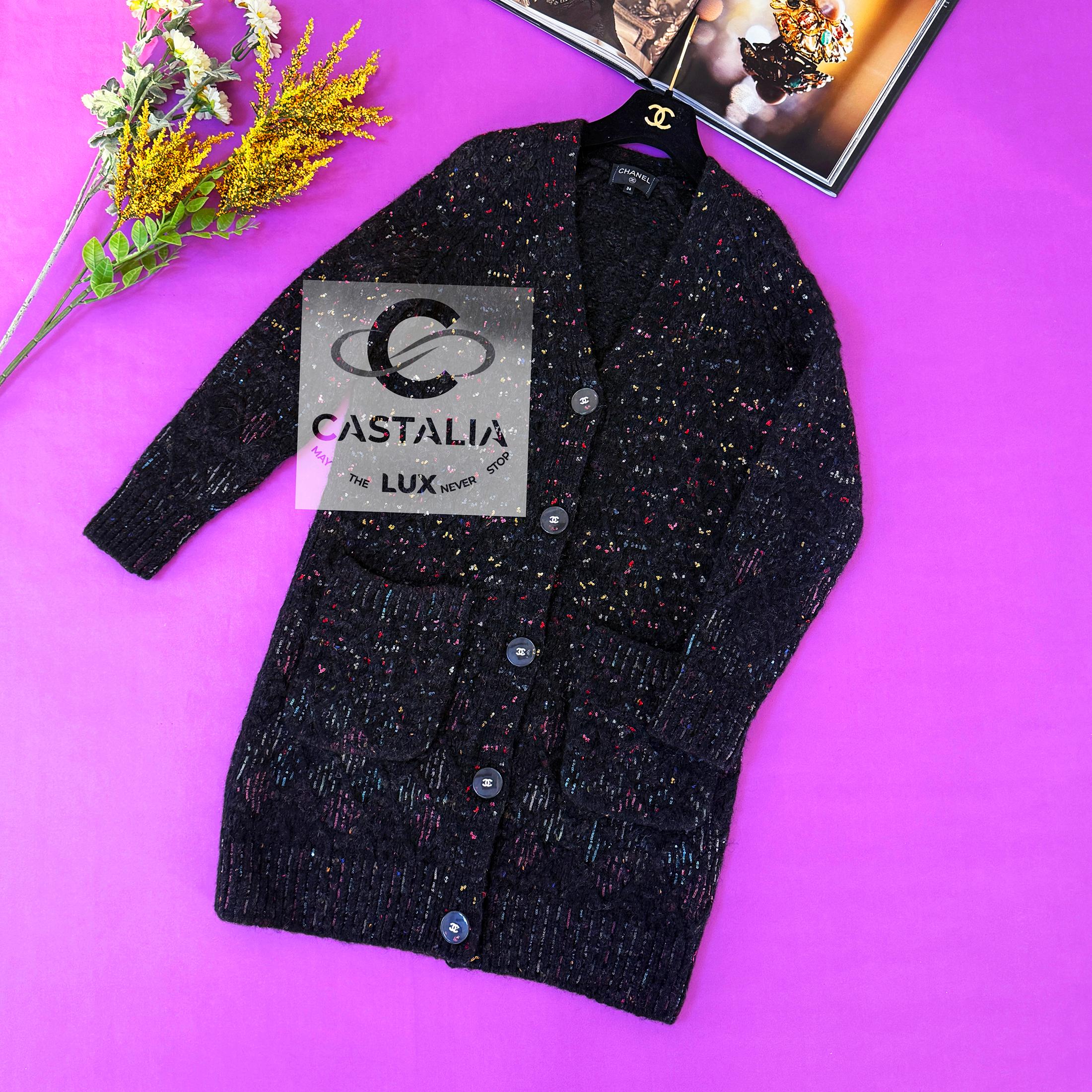 7K$ New Paris / Cosmopolite Sequinned Quilted Cardi Coat 34 FR 1