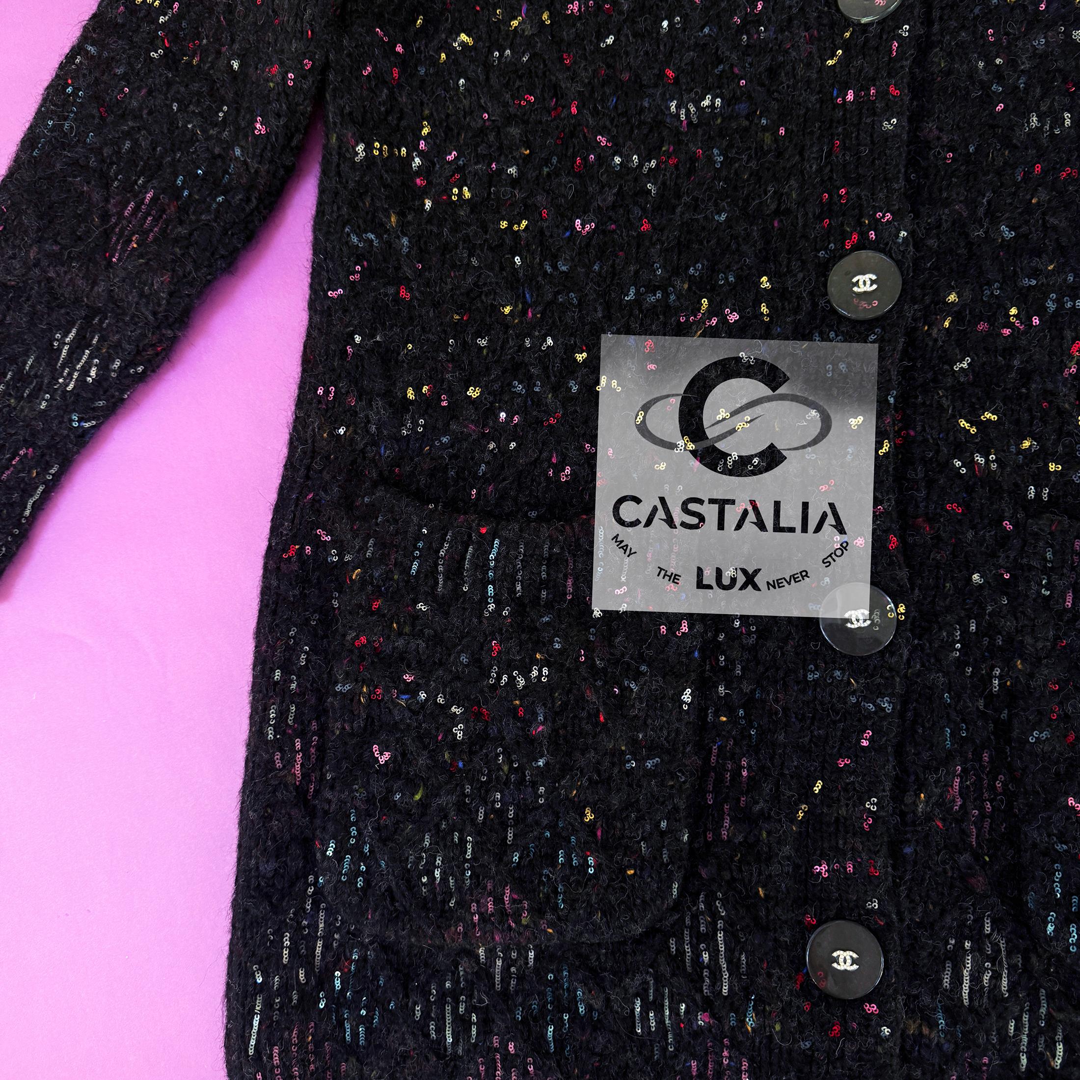 7K$ New Paris / Cosmopolite Sequinned Quilted Cardi Coat 34 FR 2