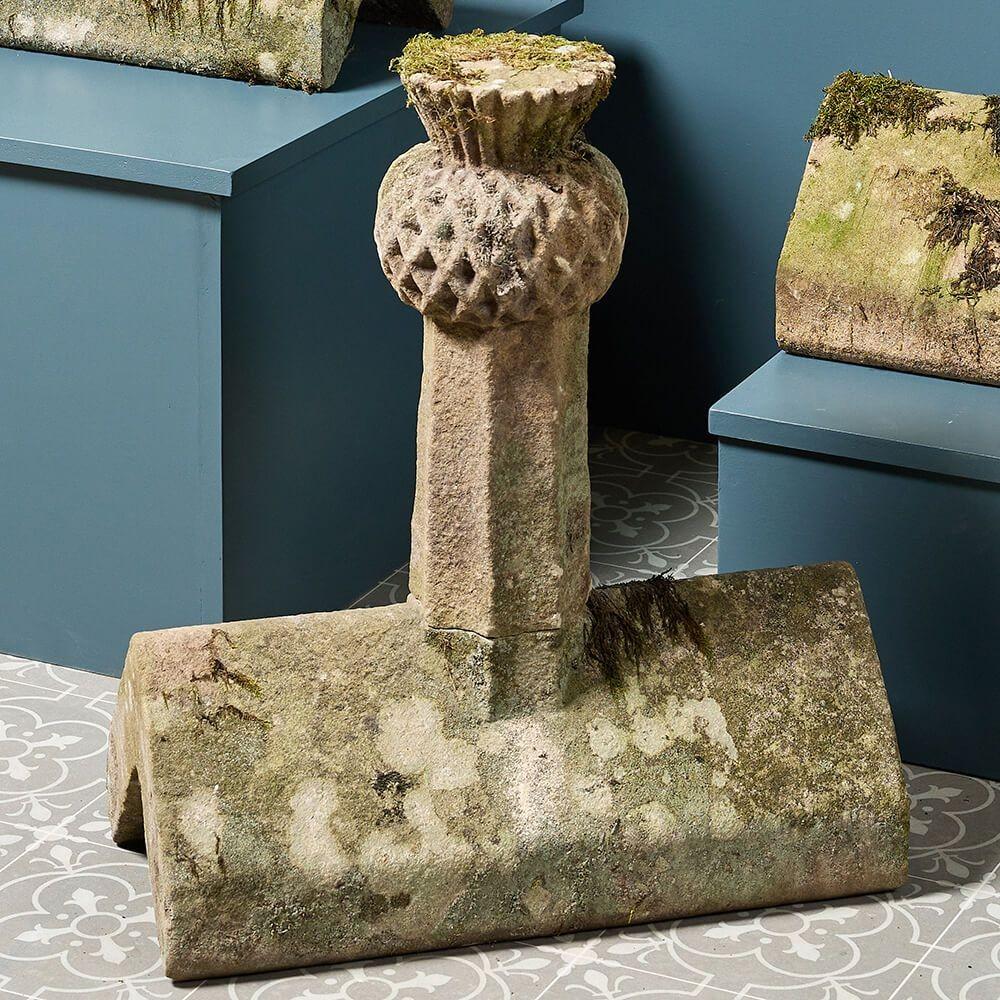 Scottish 7m (23ft) Run of Reclaimed Decorative Stone Ridge Tiles / Wall Coping