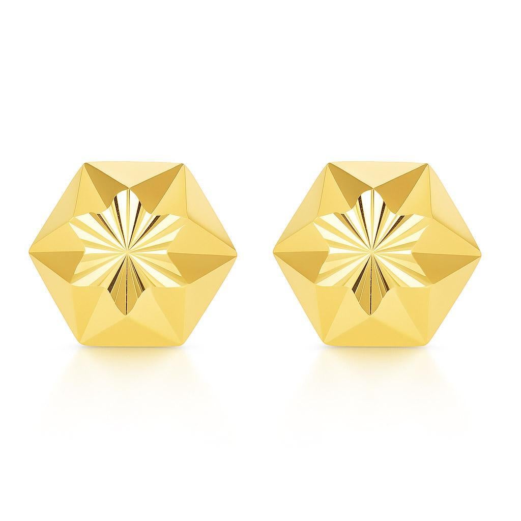 Boucles d'oreilles étoile hexagonale en or 14K avec diamant de 7mm en vente 11