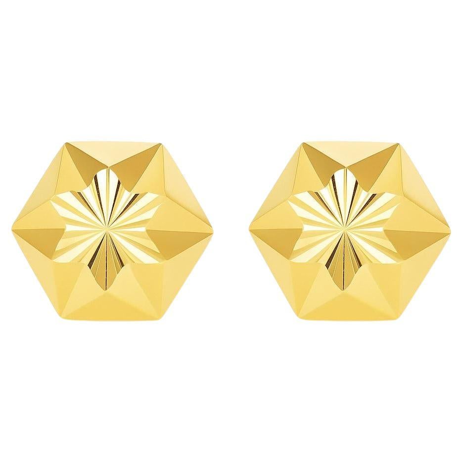Boucles d'oreilles étoile hexagonale en or 14K avec diamant de 7mm en vente