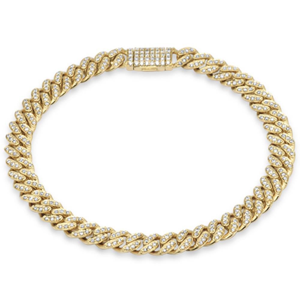2.73ct Diamond Round Micro Pave Cuban Link 14K Yellow Gold 22.82gm Bracelet In New Condition In LA, CA