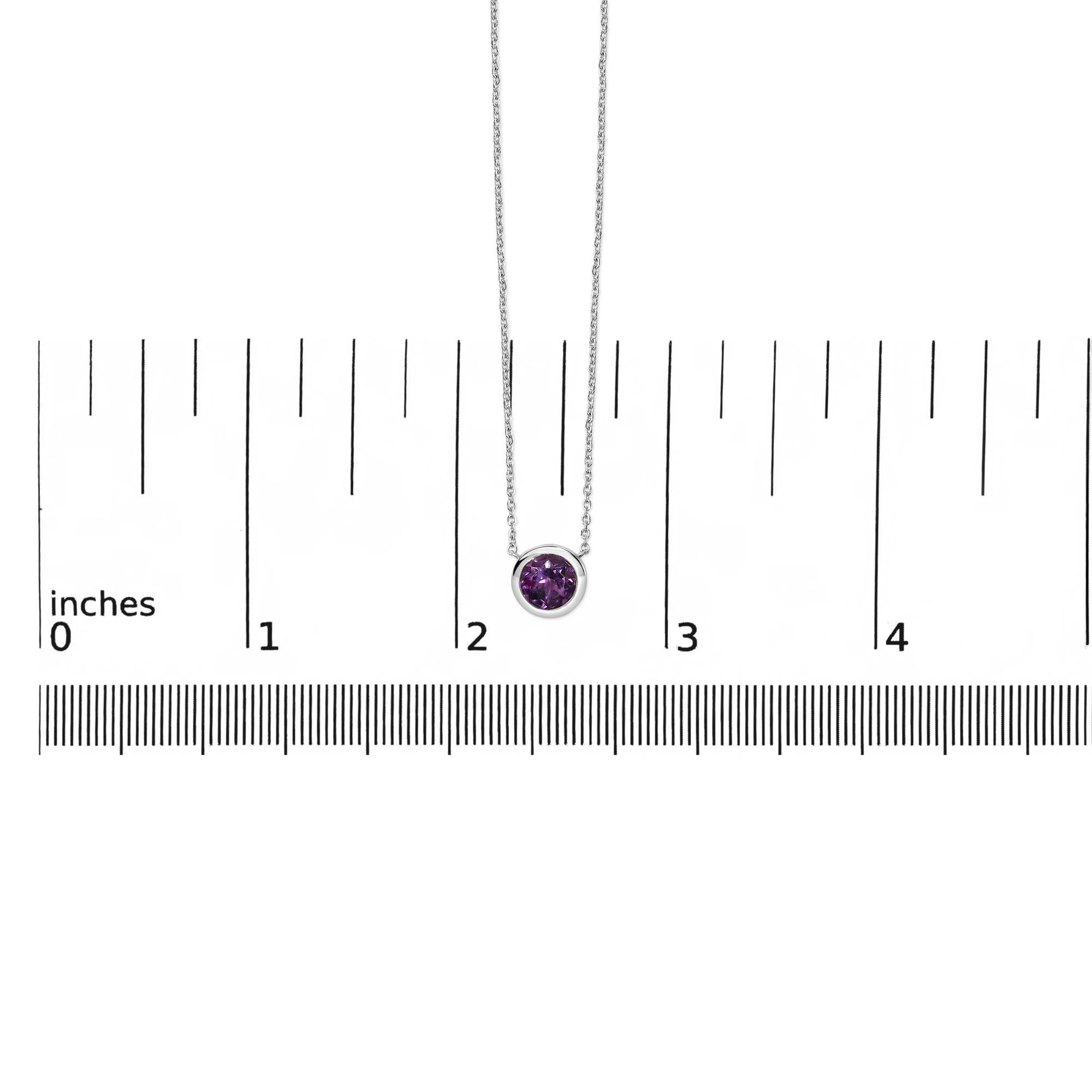 Collana con ciondolo di ametista viola creata con castone da 7 mm in argento - 18
