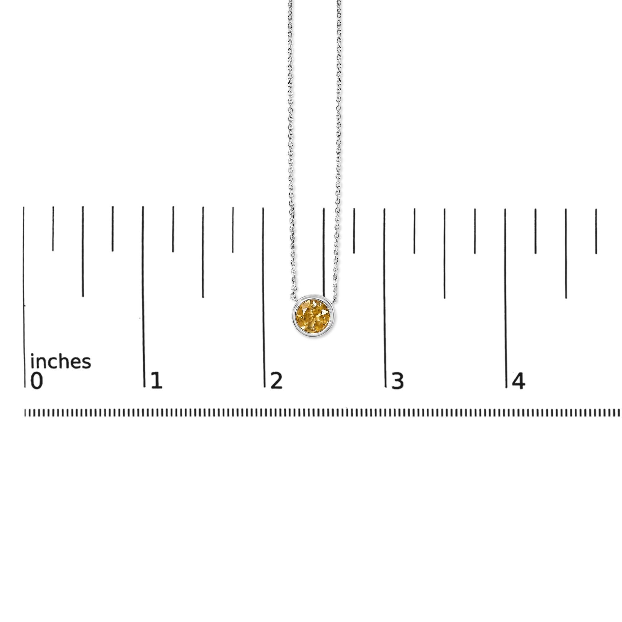 Collana con ciondolo di citrino giallo creato con castone da 7 mm in A. Silver - 18