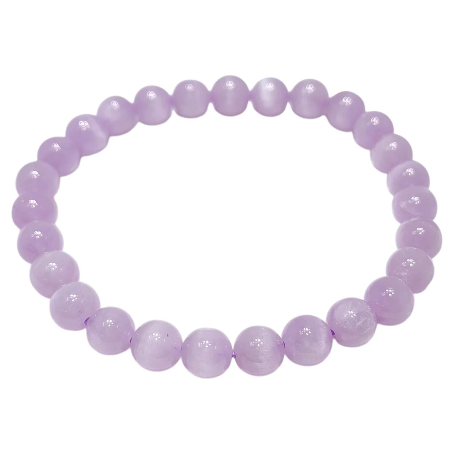 7mm Cats Eye Kunzit Perle Stretch Armband - 16cm im Angebot