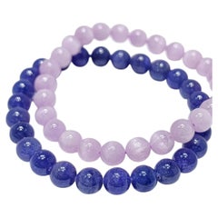 7mm Cats Eye Kunzite & Tanzanite Bead Stretch Bracelet Set – 16cm (Double)