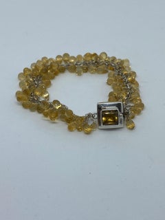 Citrin Square Cut mit Briolettes in einem Sterlingsilber-Armband
