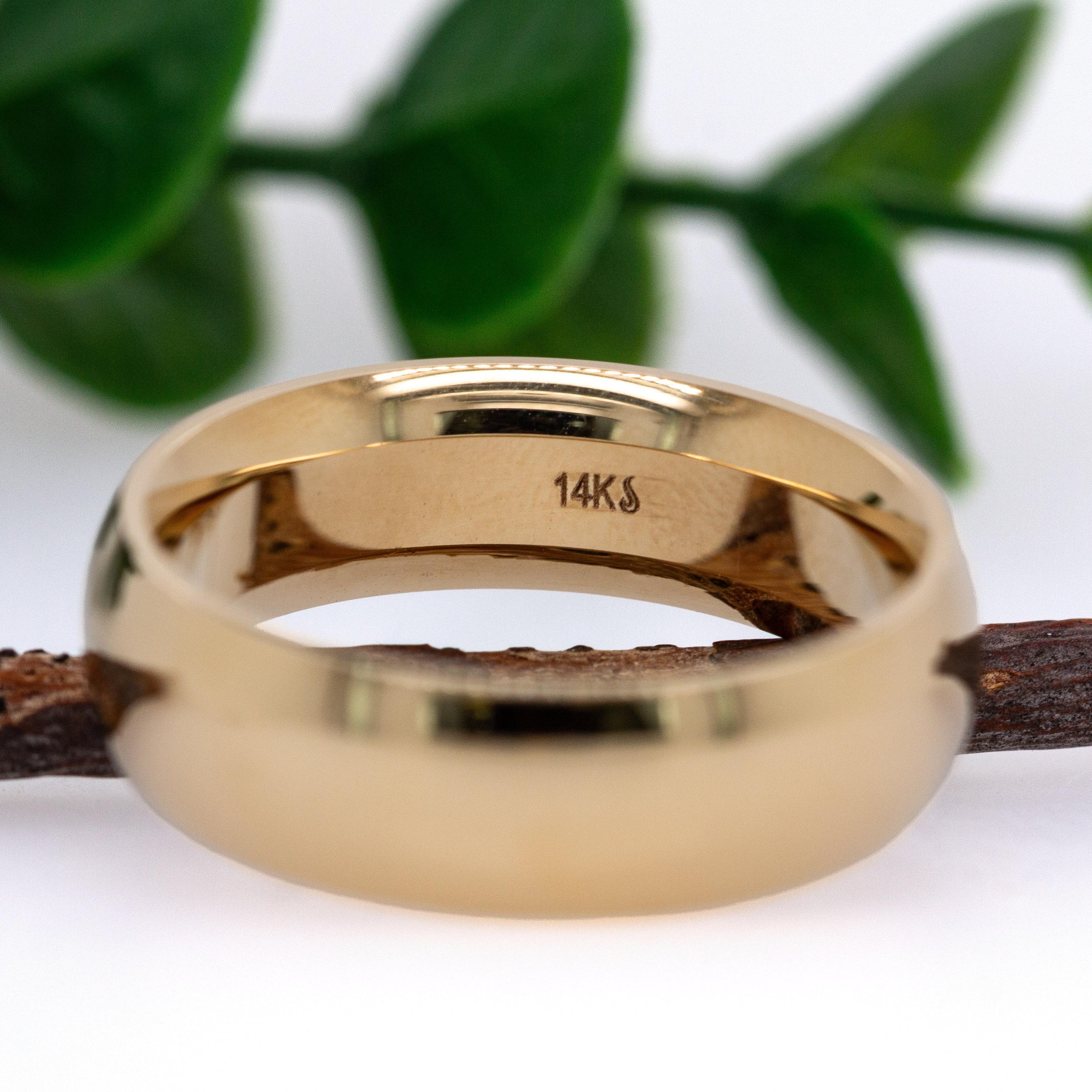 Femenino o masculino Alianza de boda semiredonda de 7 mm: Oro amarillo macizo de 14k en venta