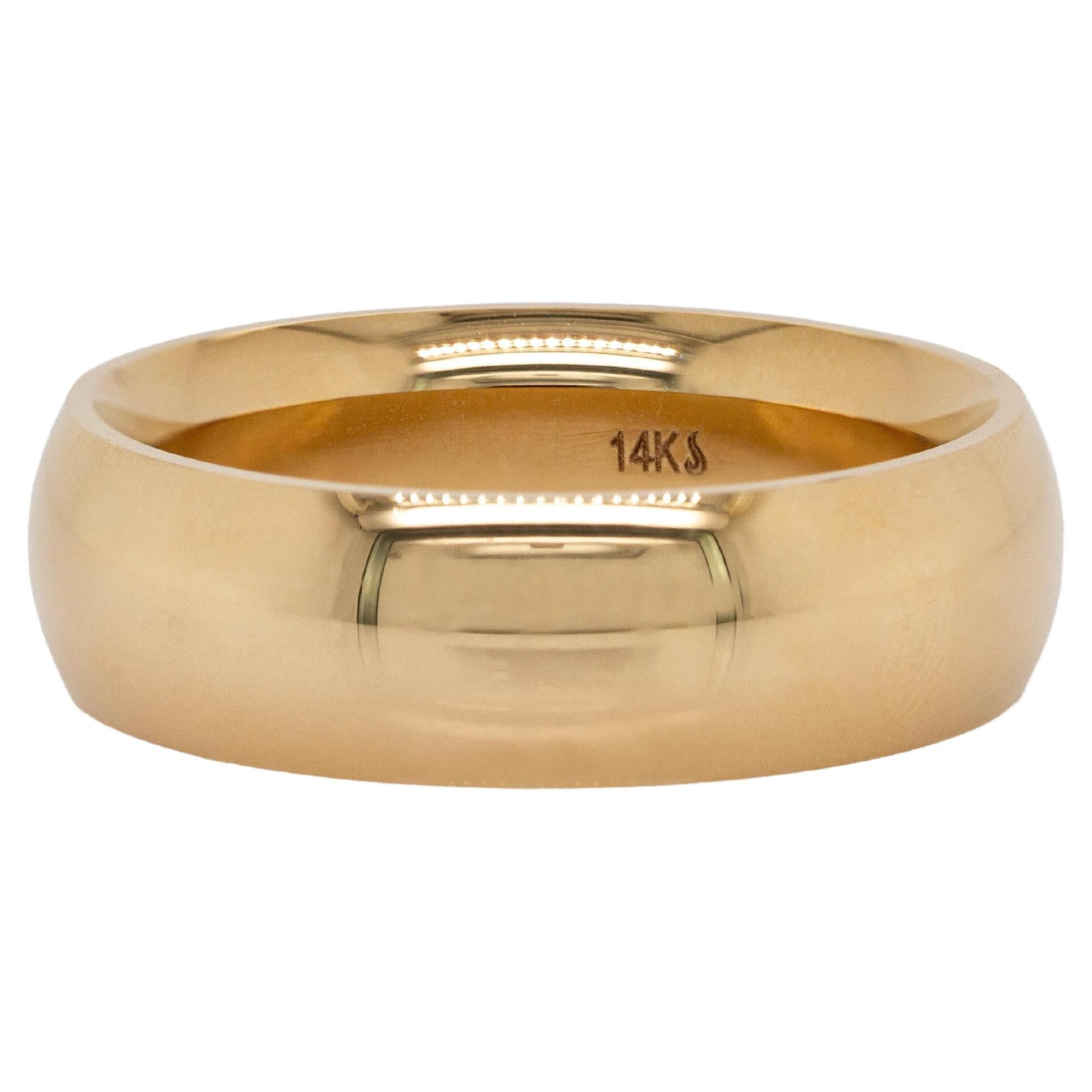 7mm Half Round Comfort Fit Wedding Band: Solid 14k Yellow Gold