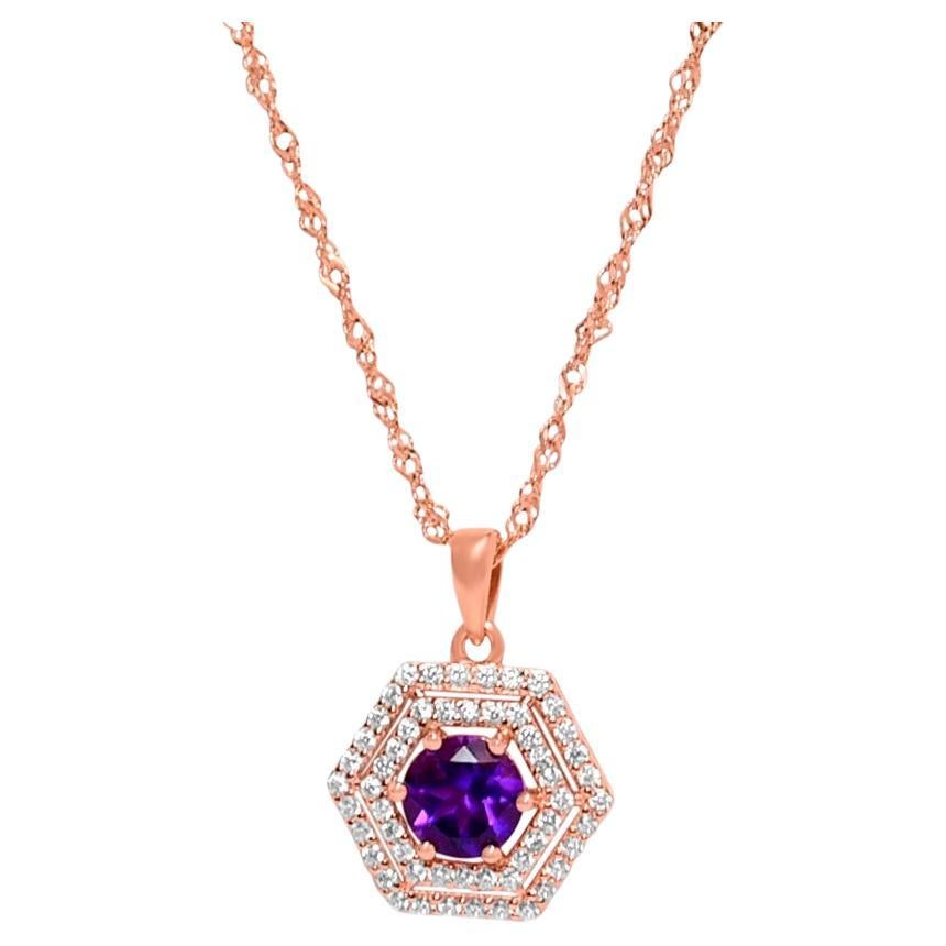 1,08 Karat Amethyst-Anhänger-Halskette 925 Sterlingsilber 18K Roségold Schmuck