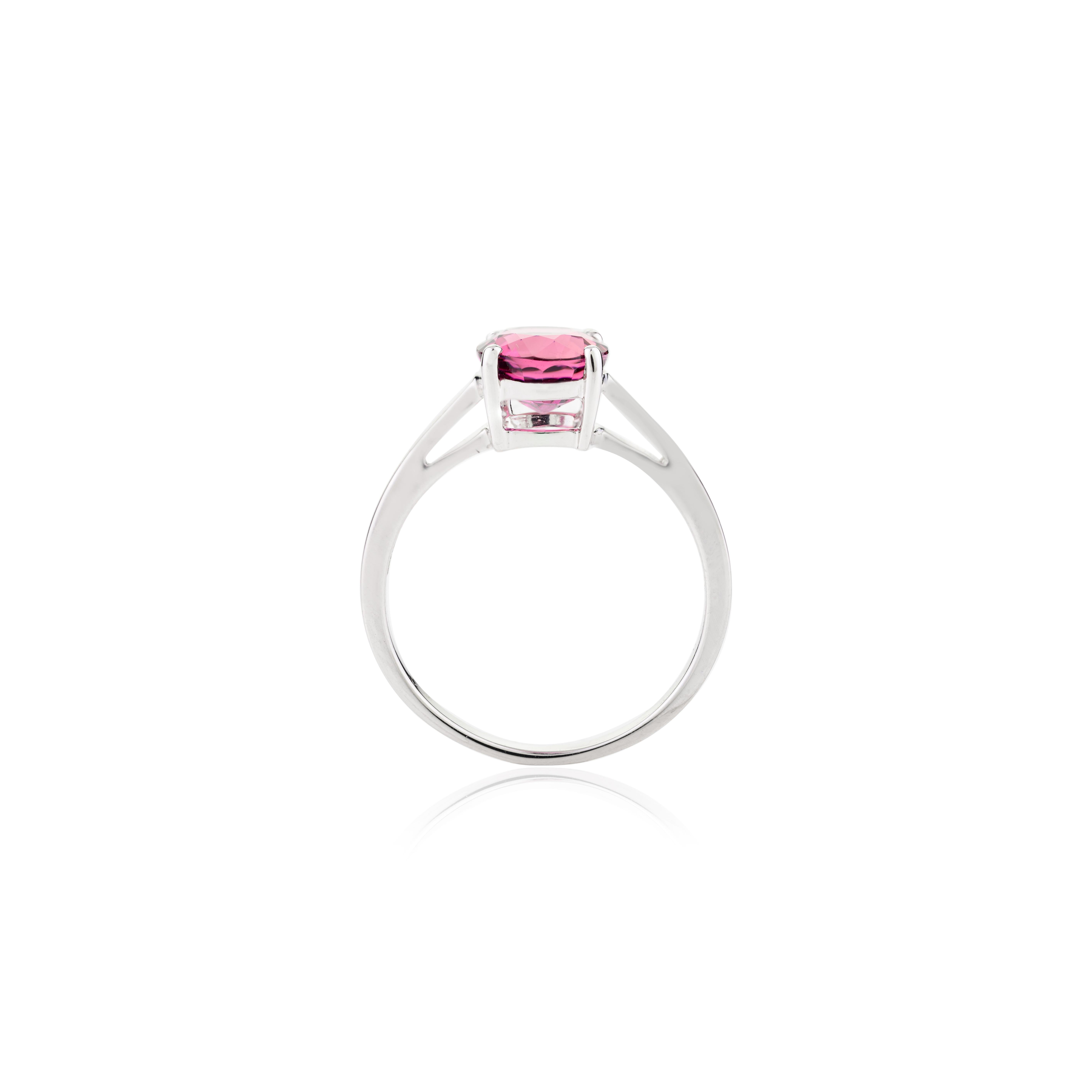 For Sale:  7mm Round Cut Tourmaline Solitaire Ring Gift for Her in 14k Solid White Gold 8