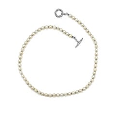 Collana di perle bianche rotonde da 7 mm in argento sterling