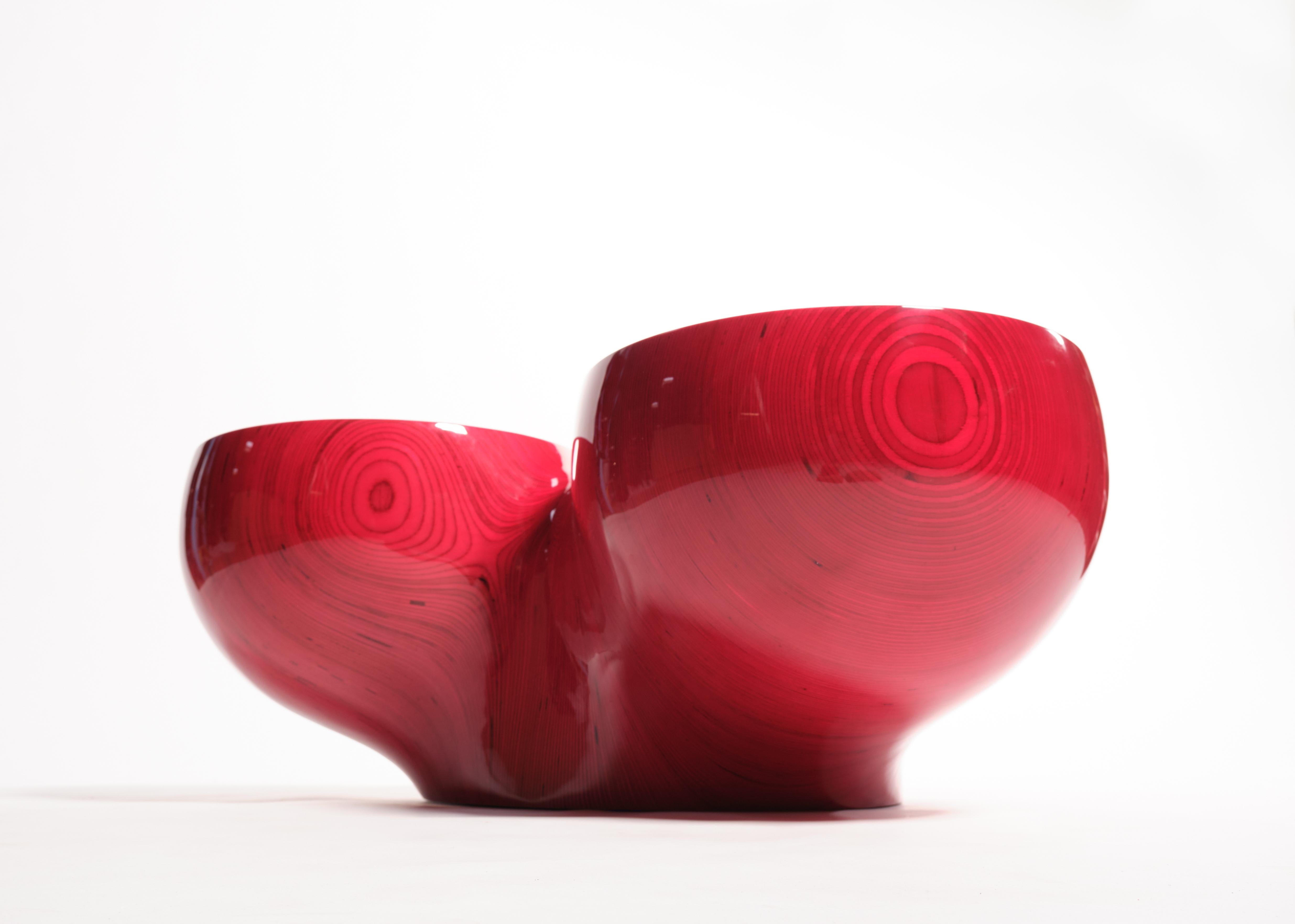Table basse 7R1PL3 rouge, contreplaqué par Timbur, REP par Tuleste Factory en vente 1