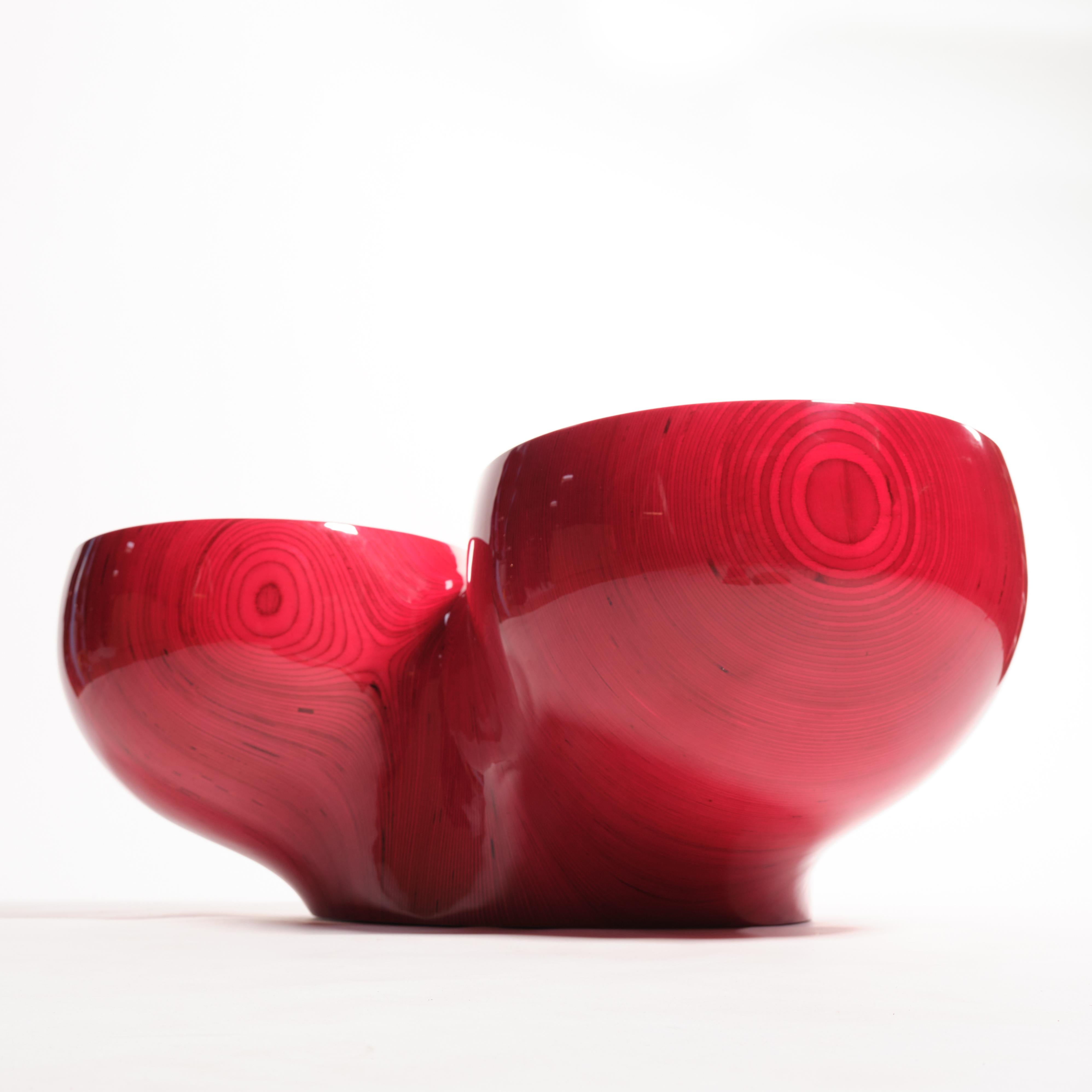 Table basse 7R1PL3 rouge, contreplaqué par Timbur, REP par Tuleste Factory en vente 2