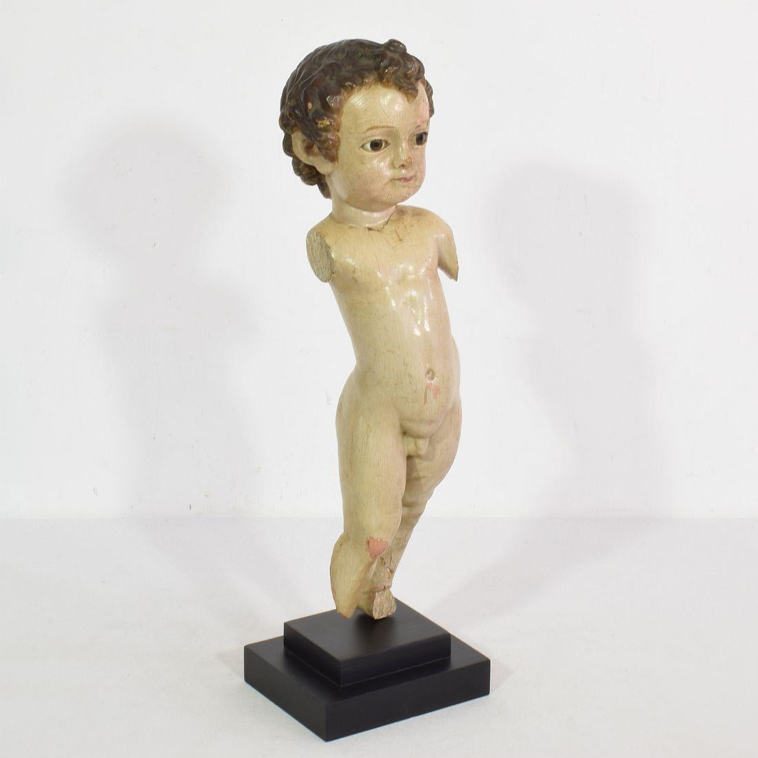 Hand-Carved 7th-18th Century Carved Spanish Baroque Christ, Nino, Santo