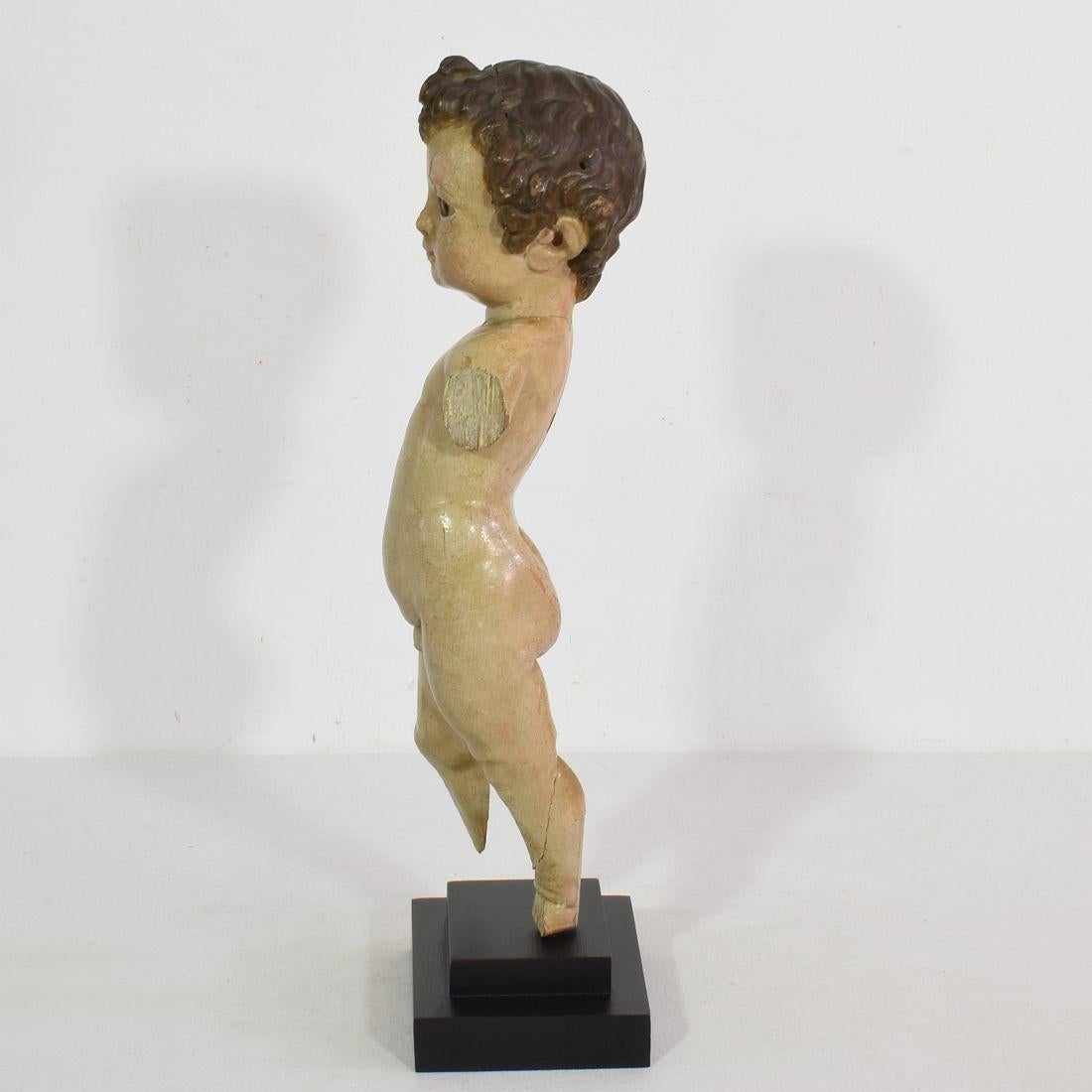 Glass 7th-18th Century Carved Spanish Baroque Christ, Nino, Santo