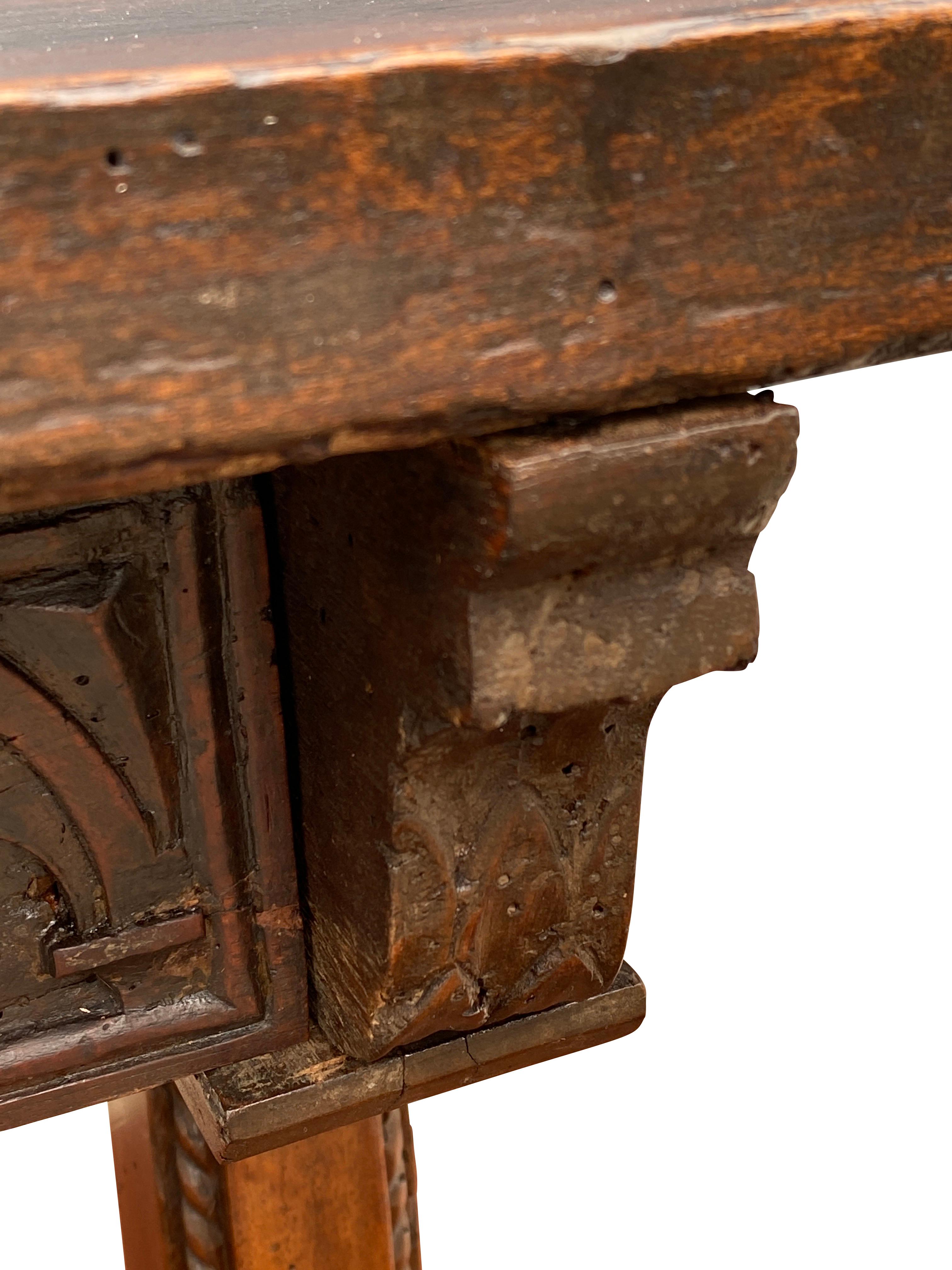 17th Century Spanish Walnut Trestle Table 1