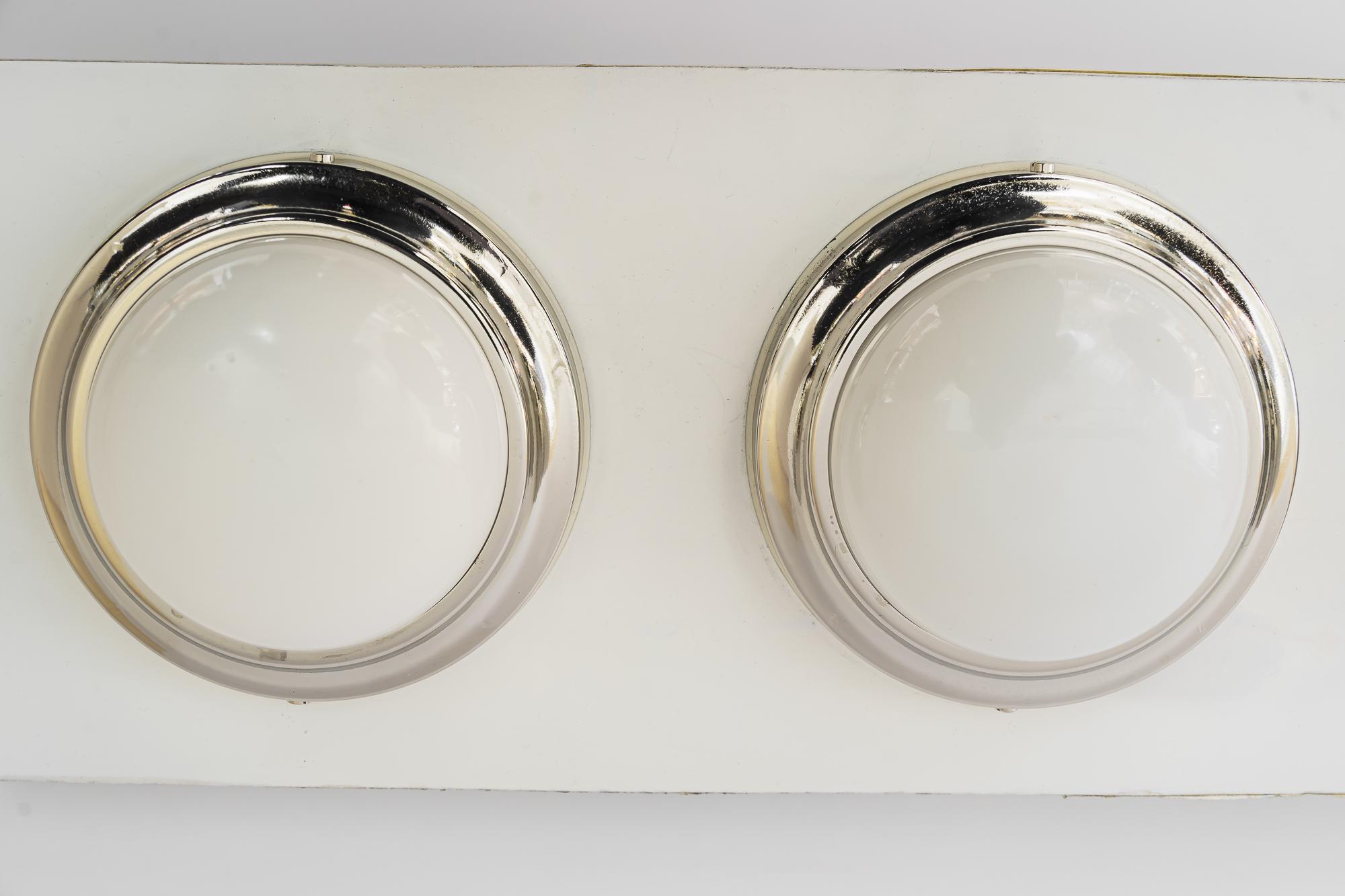 Art Deco 7x Intermediate Ceiling Lamps Nickel Plated Vienna Around, 1920s For Sale