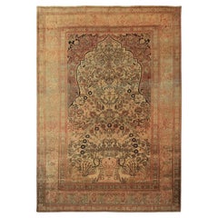 7x10 Antique Persian Mohtasham Kashan Rug 224cm x 305cm Tree of Life c.1870