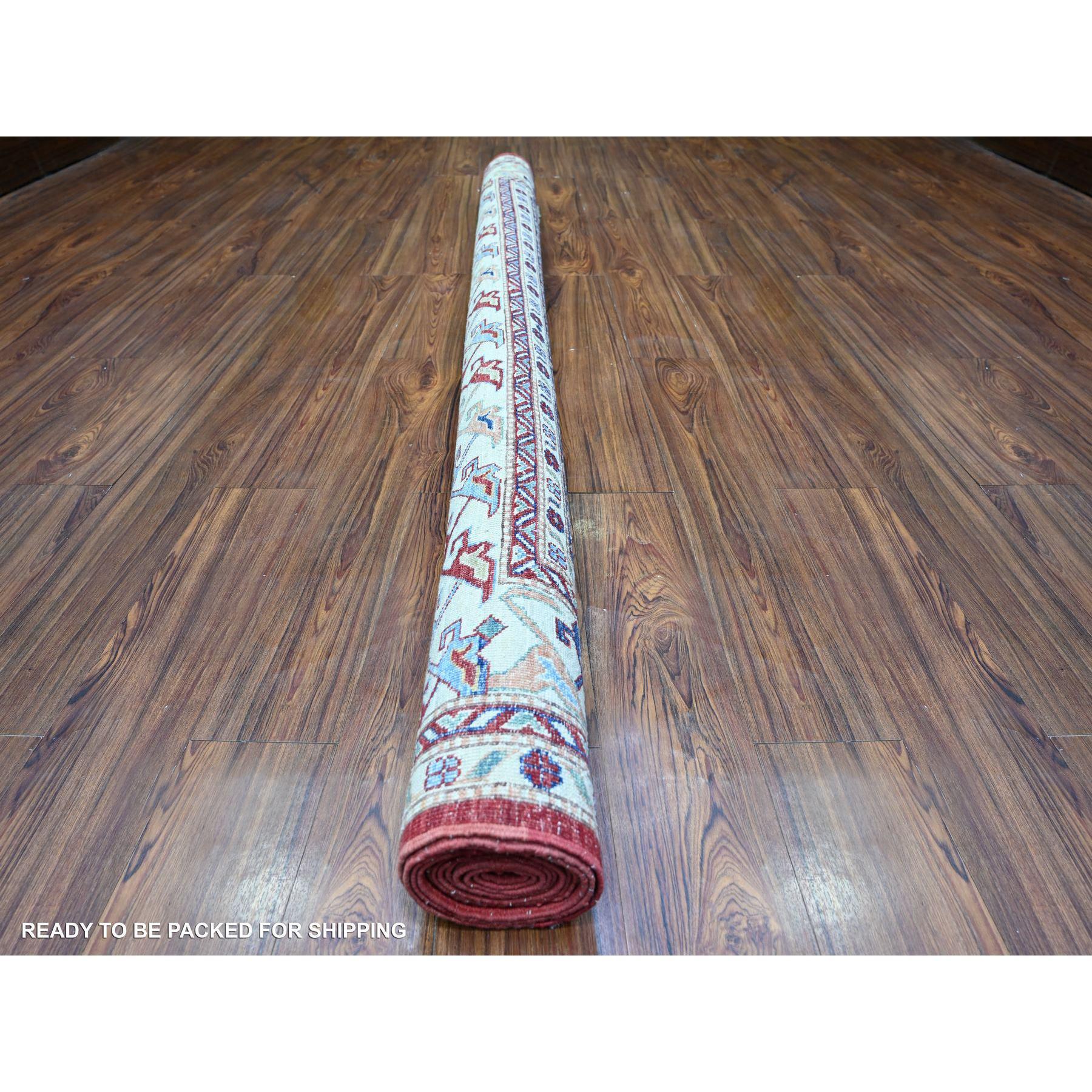 7'x10' Scheune Rot Handgeknüpft Afghan Super Kazak Weich Glänzend Wolle Orientteppich (Afghanisch) im Angebot