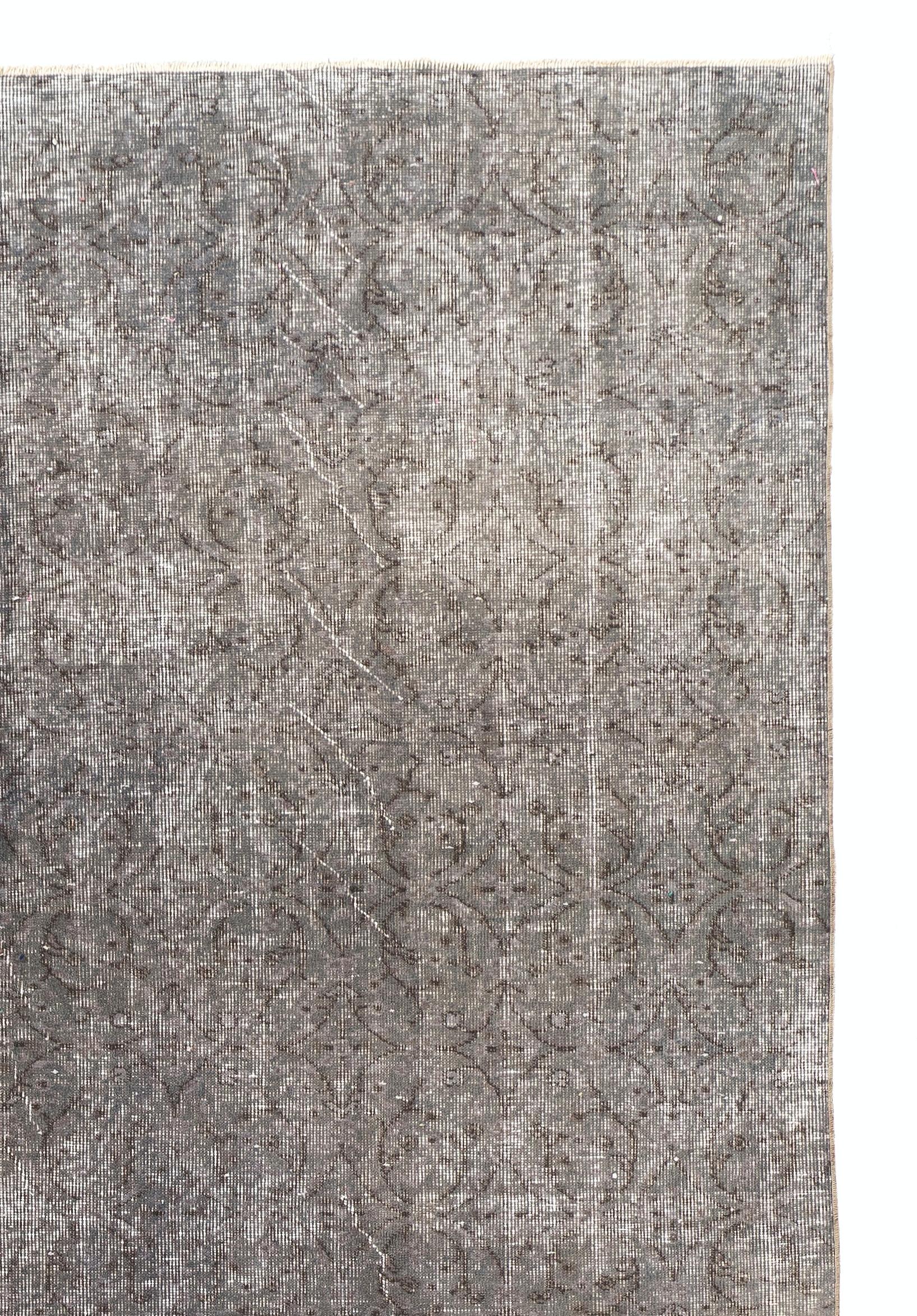 7x10 Ft Türkischer handgefertigter Teppich in Grau für moderne Wohnungen, Vintage-Teppich im Used-Look (Moderne) im Angebot