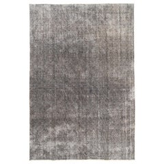 7x10 Ft Turkish Handmade Rug in Gray for Modern Homes, Distressed Retro Carpet