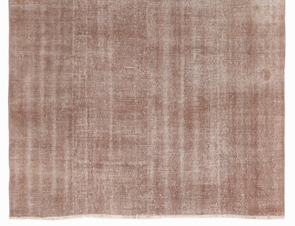 Turkish 7x10 Ft Distressed Vintage Rug Re-Dyed in Soft Pink, Tan Color for Modern Homes