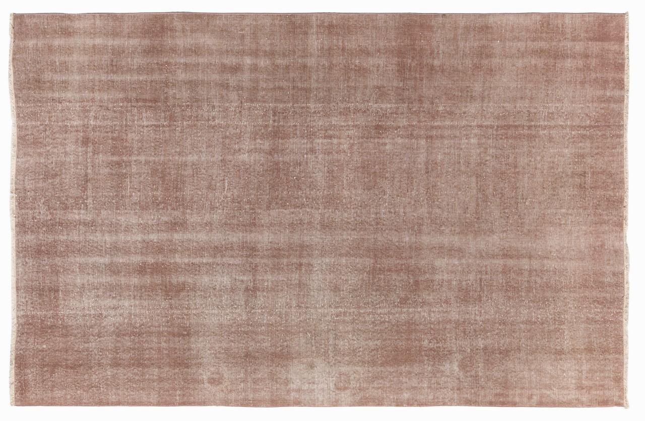 Mid-20th Century 7x10 Ft Distressed Vintage Rug Re-Dyed in Soft Pink, Tan Color for Modern Homes