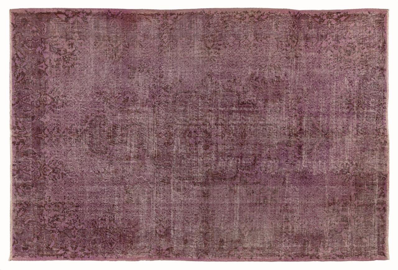 20th Century 7x10 Ft Distressed Vintage Turkish Rug Over-Dyed in Purple for Modern Interiors