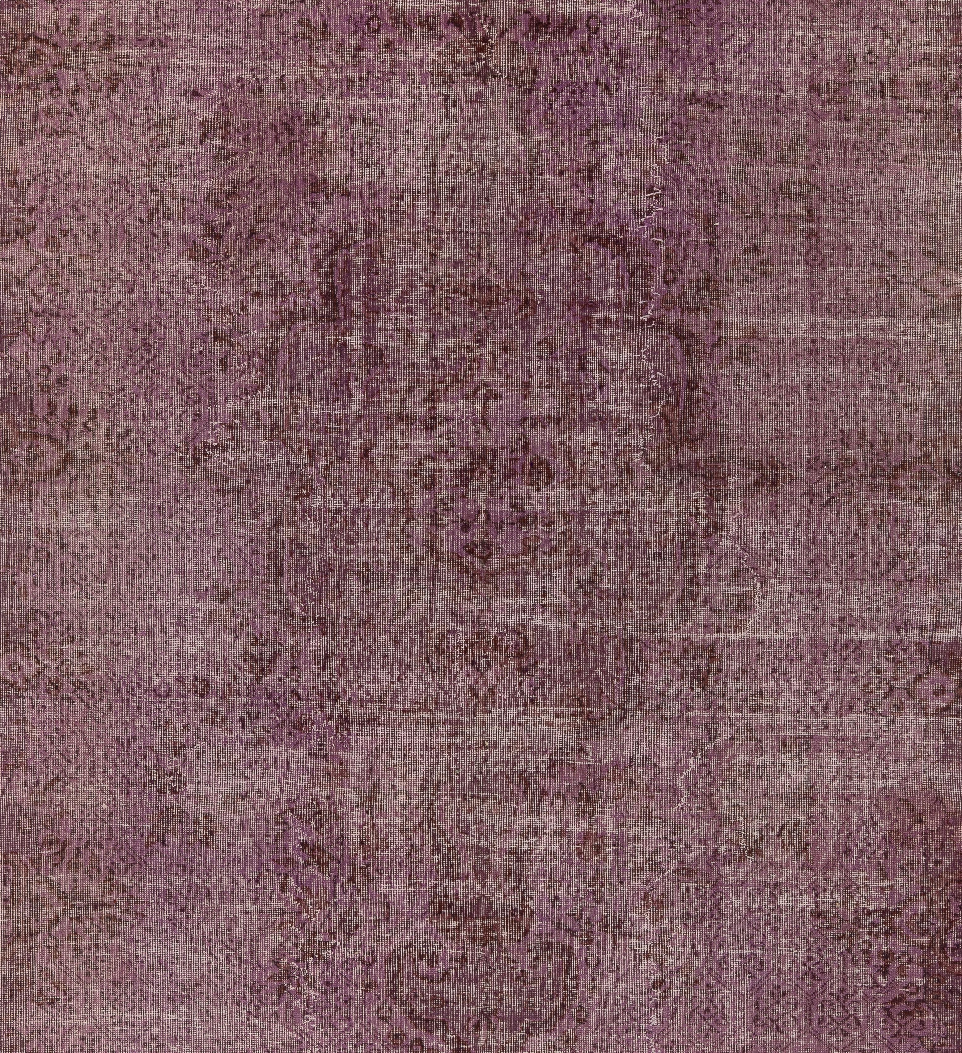 7x10 Ft Distressed Vintage Turkish Rug Over-Dyed in Purple for Modern Interiors In Good Condition In Philadelphia, PA