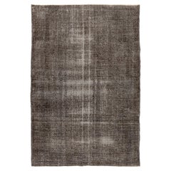 7x10 Ft Handgefertigter türkischer Teppich im Used-Look der 1950er Jahre in Grau und Taupe, moderner Teppich
