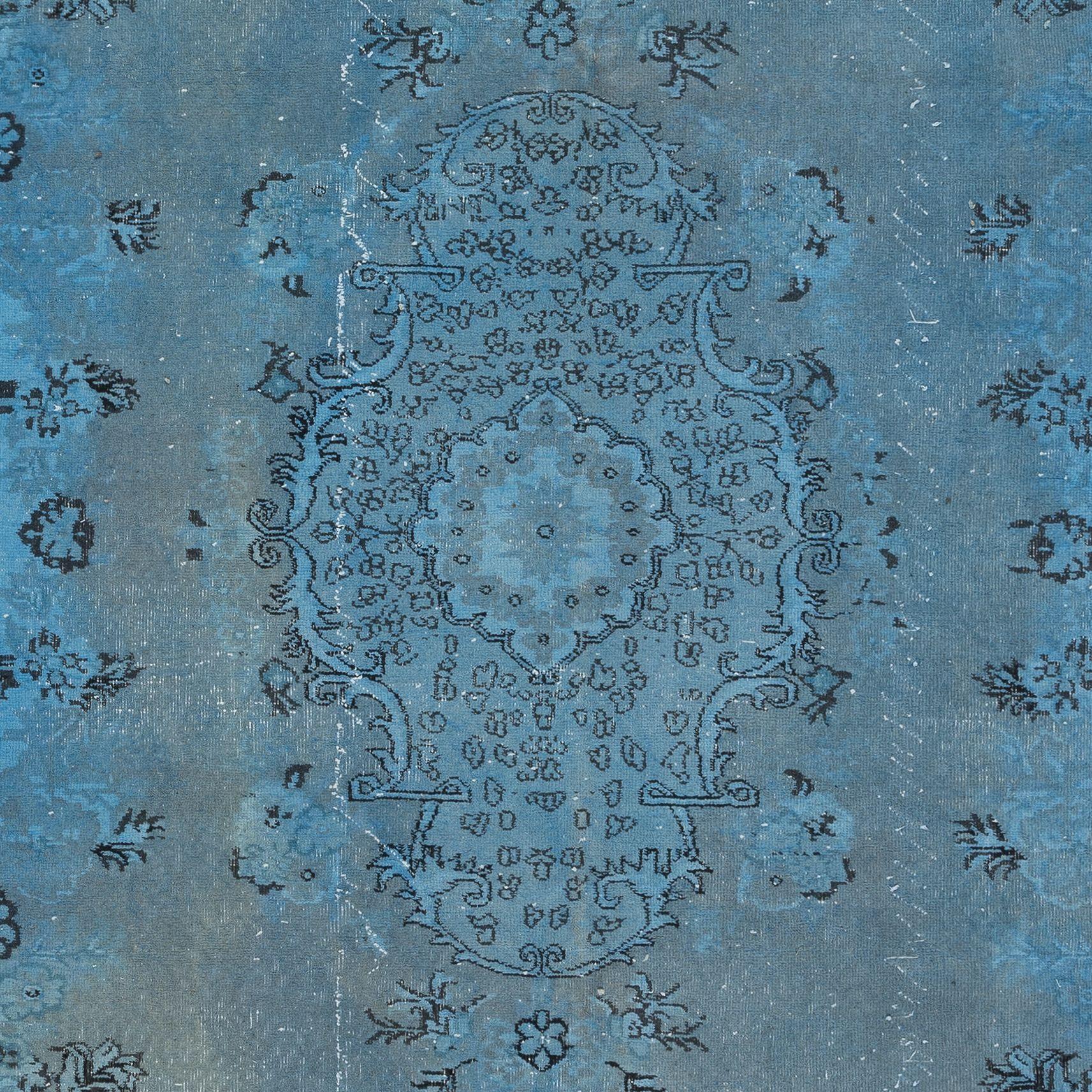 Turkish 7x10 Ft Light Blue Modern Area Rug, Sky Blue Carpet, Handmade Living Room Carpet For Sale