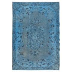 7x10 Ft Hellblauer moderner Teppich, Himmelblauer Teppich, handgefertigter Wohnzimmerteppich