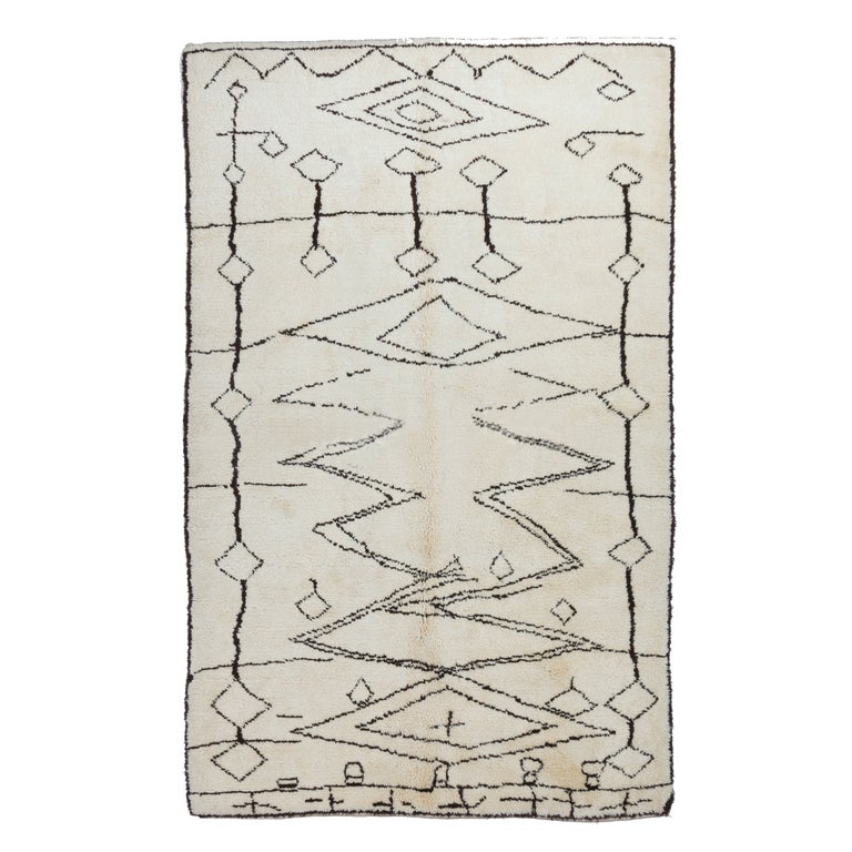 Tapis Berbère Marocain 7x10 Ft, Laine De Mouton, Tissé Main, Motif Diamant, Boho