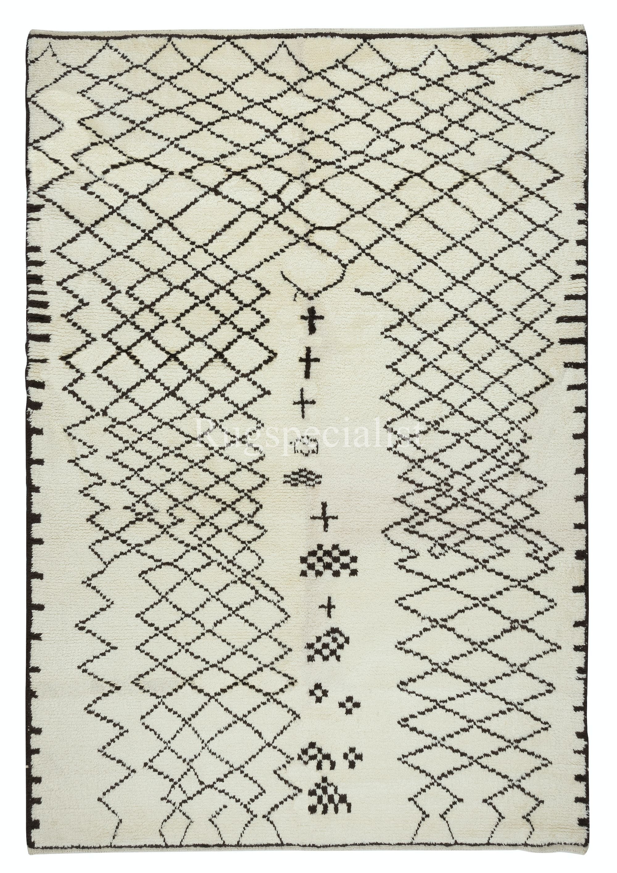 7x10 Ft Tapis Marocain Modernity Tulu, 100% Laine Naturelle, Tapis Beni Ourain