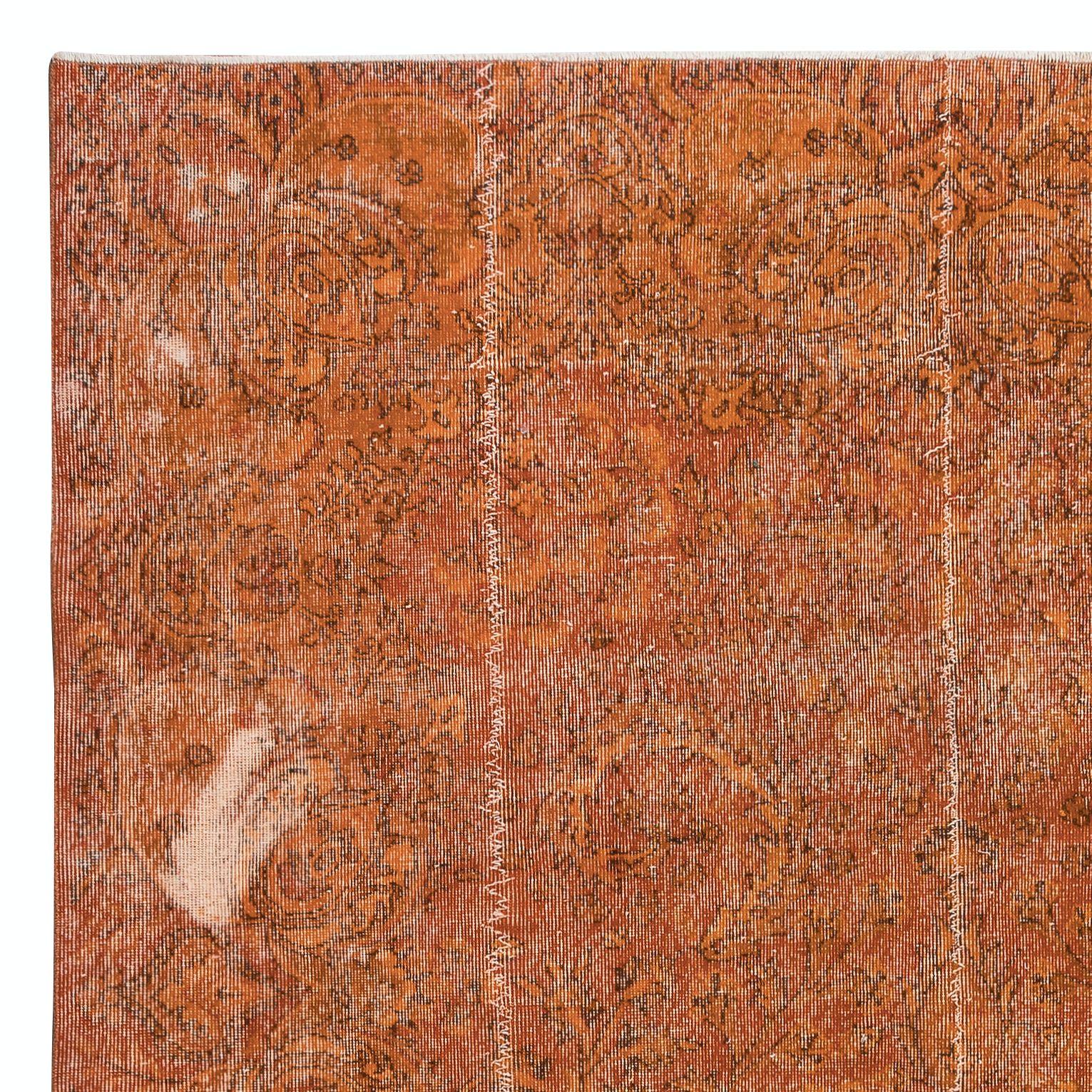Turc 7x10 Ft Orange Handmade Area Rug, Modernity Central Anatolian Wool Carpet (tapis de laine d'Anatolie centrale) en vente