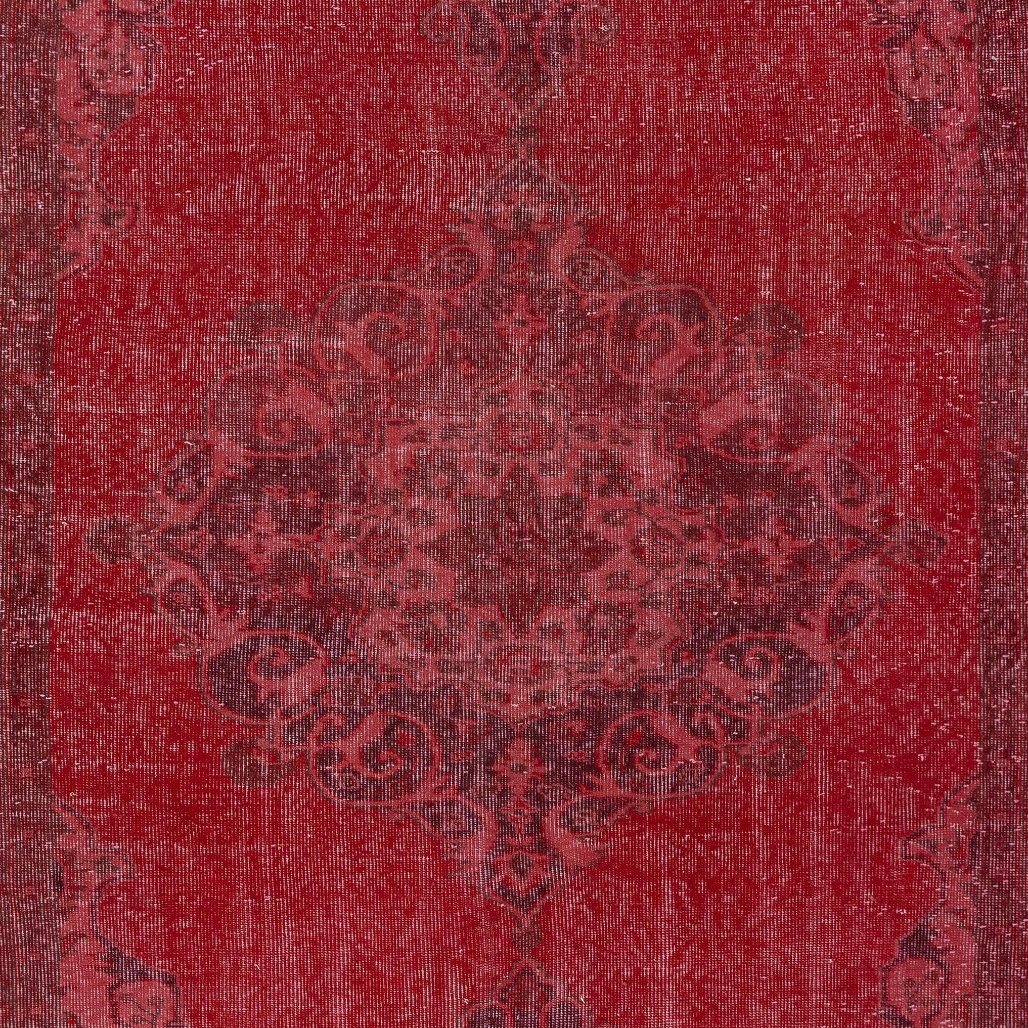 Turco Tappeto in lana vintage fatto a mano 7x10 Ft. Tappeto turco rosso per la casa moderna in vendita