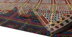 7x10 Ft Vintage Jajim Kilim, Diamond Design Jijim Rug, Handmade Bohemian Carpet
