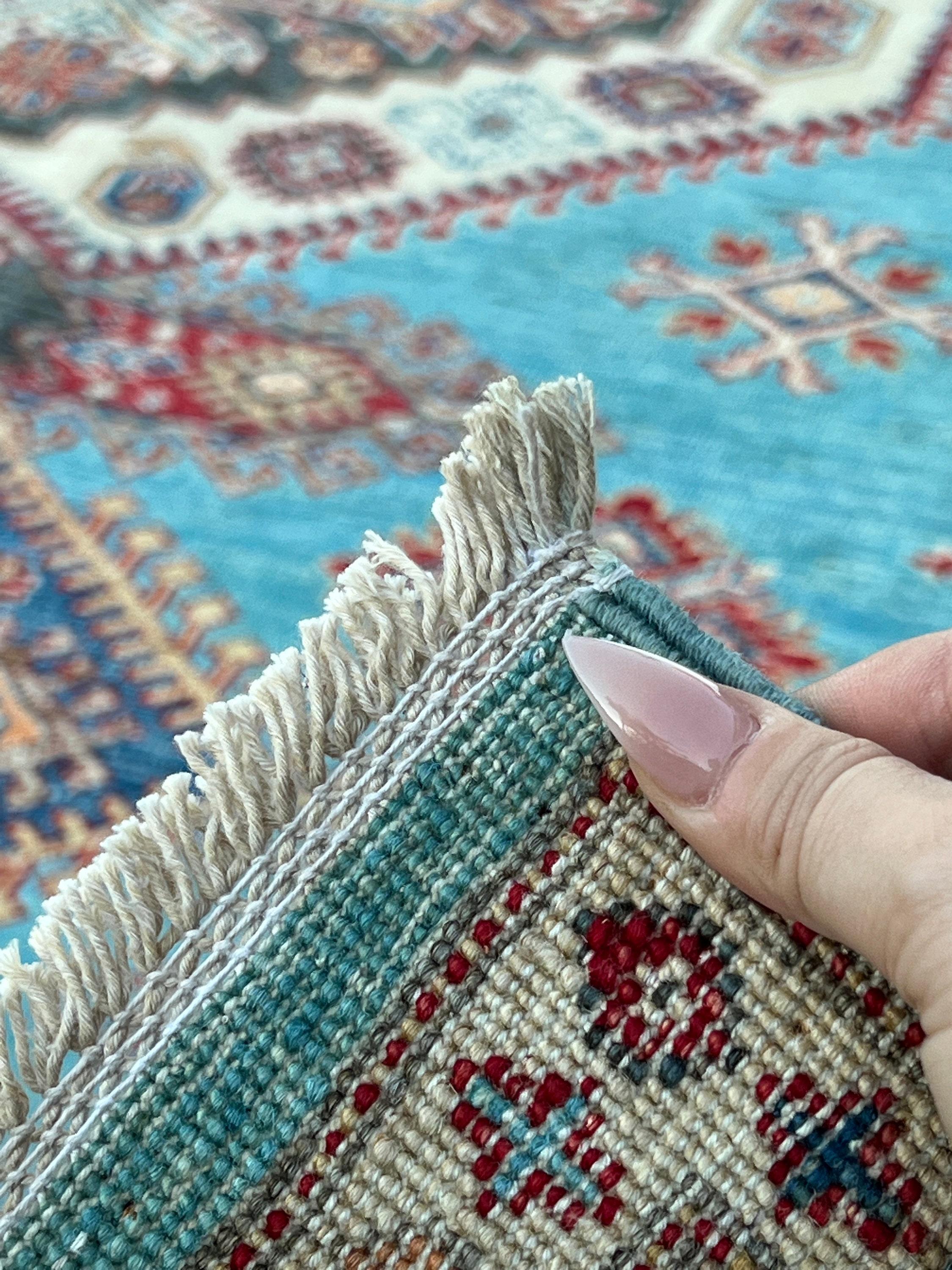 7x10 Hand-Knotted Afghan Rug Premium Hand-Spun Afghan Wool Fair Trade For Sale 5