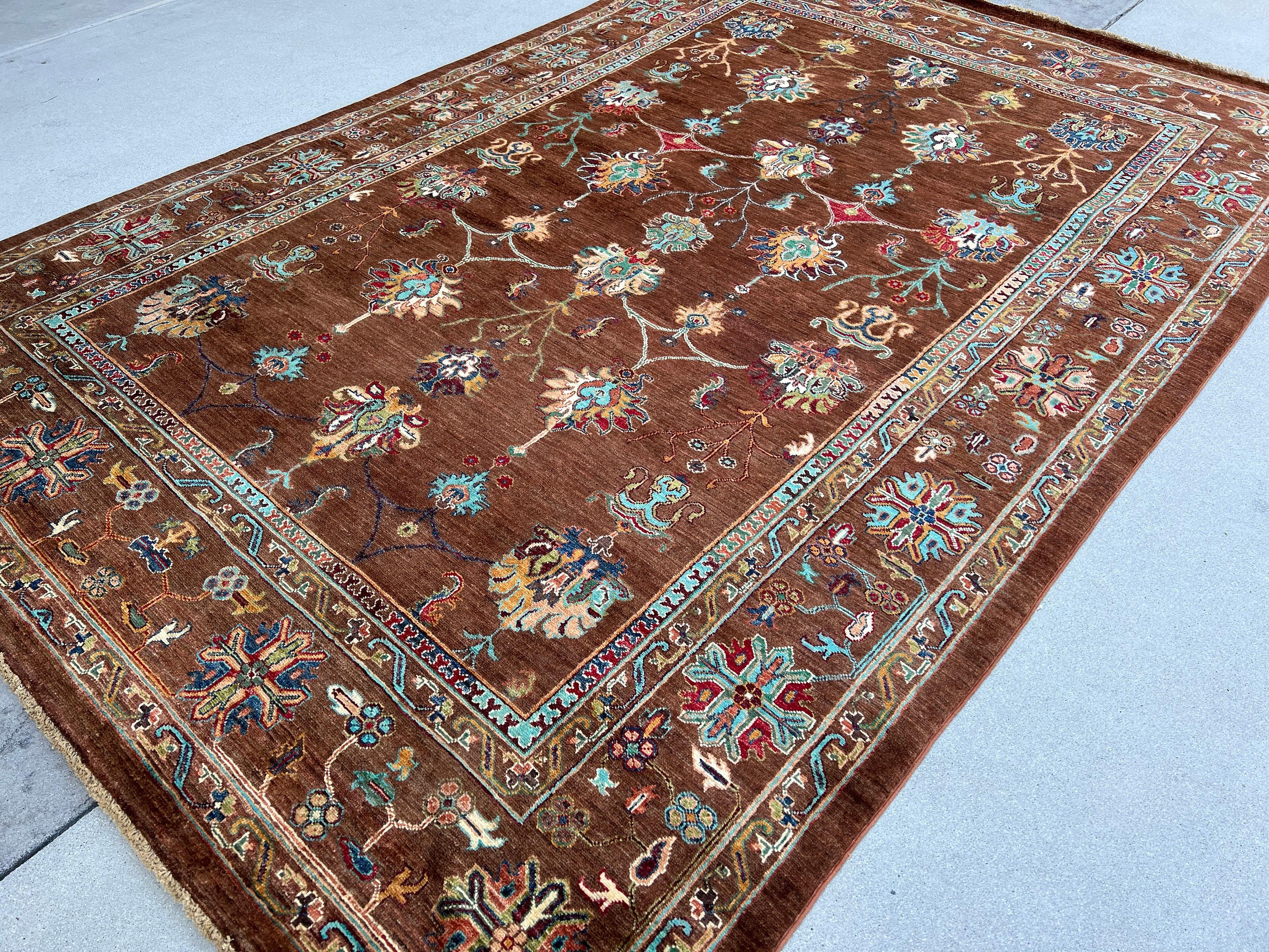 Contemporary Hand-Knotted Afghan Rug Premium Hand-Spun Afghan Wool Fair Trade For Sale