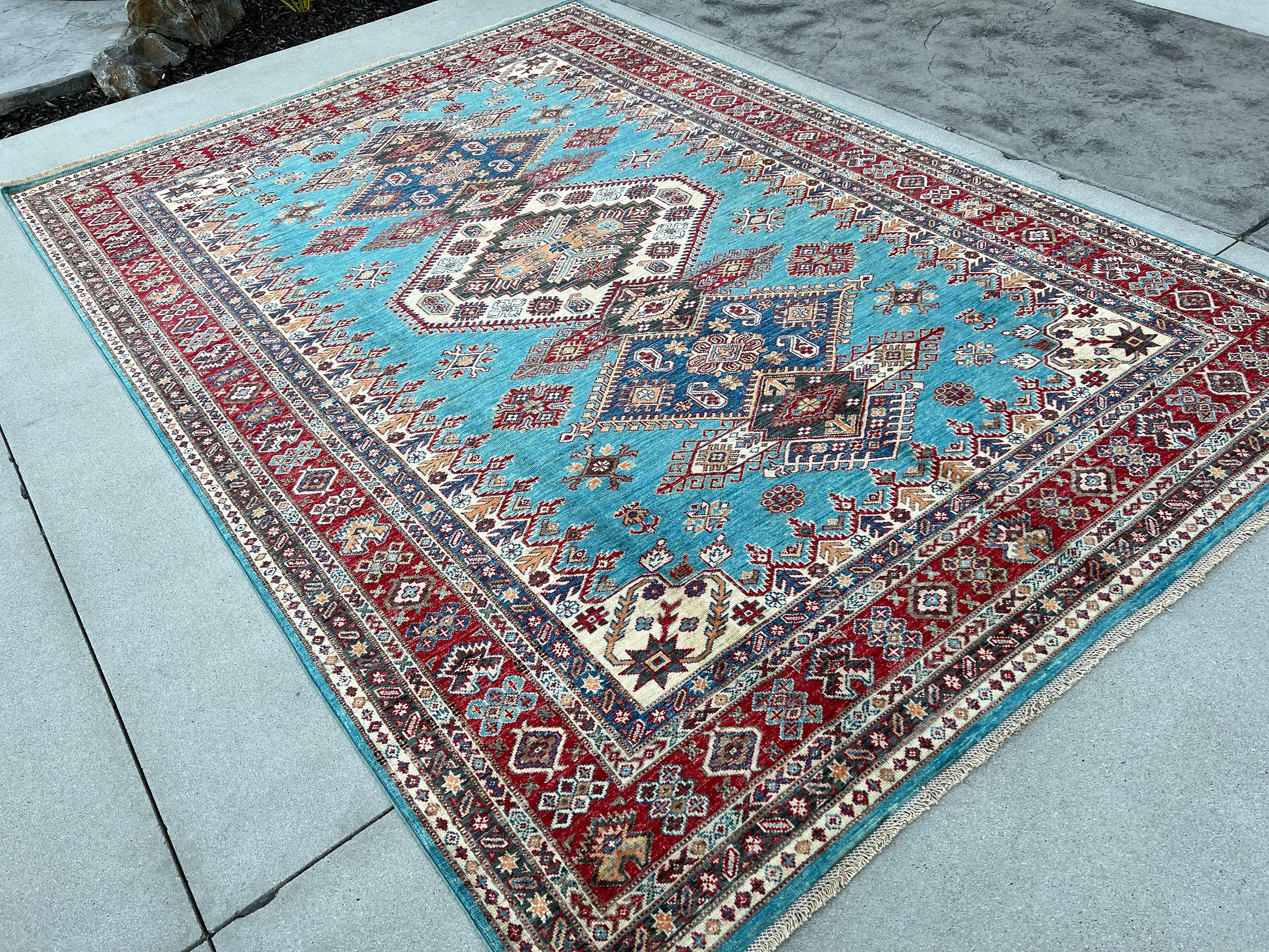 7x10 Hand-Knotted Afghan Rug Premium Hand-Spun Afghan Wool Fair Trade In New Condition For Sale In San Marcos, CA