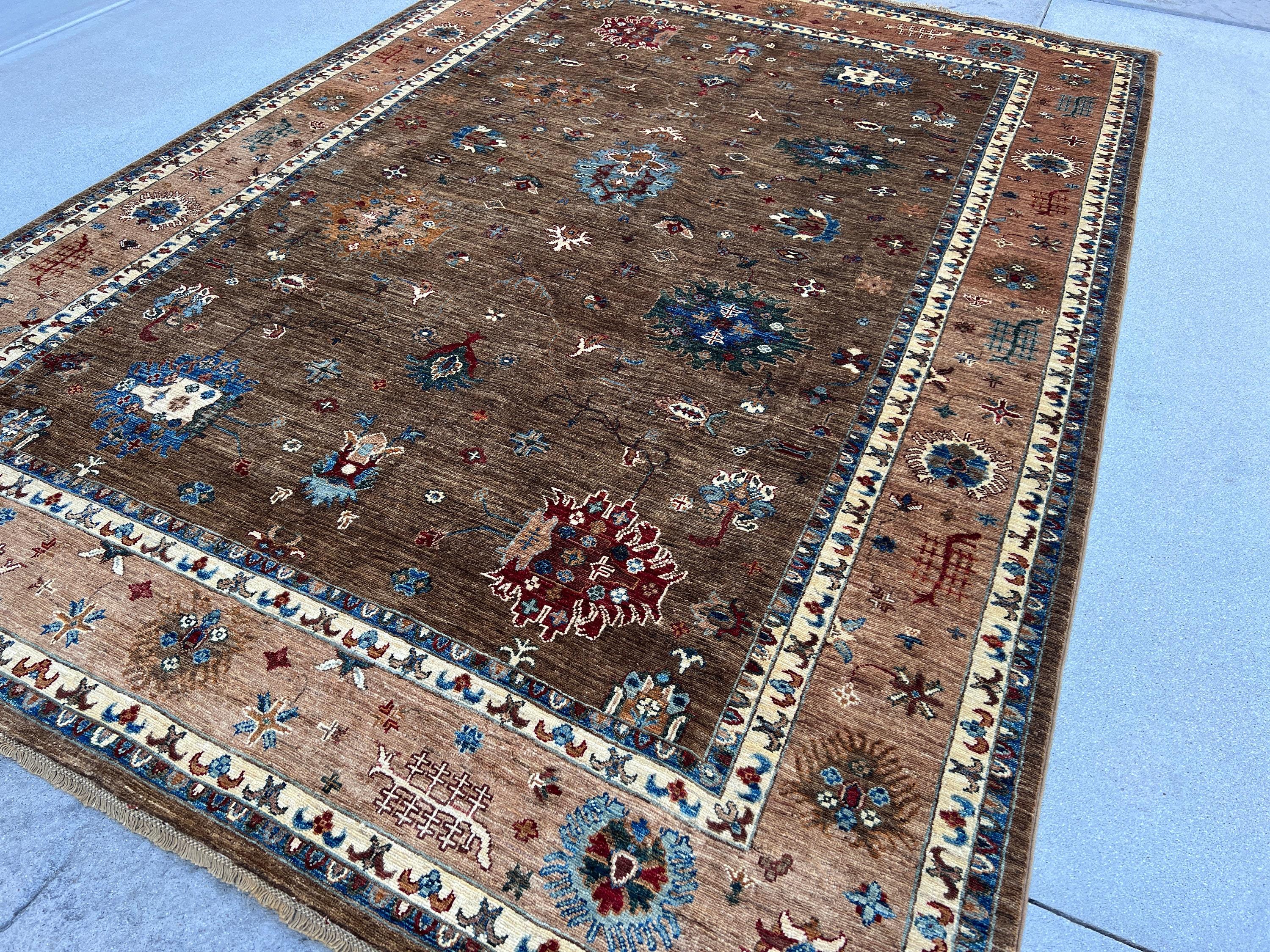 7x10 Hand-Knotted Afghan Rug Premium Hand-Spun Afghan Wool Fair Trade In New Condition For Sale In San Marcos, CA